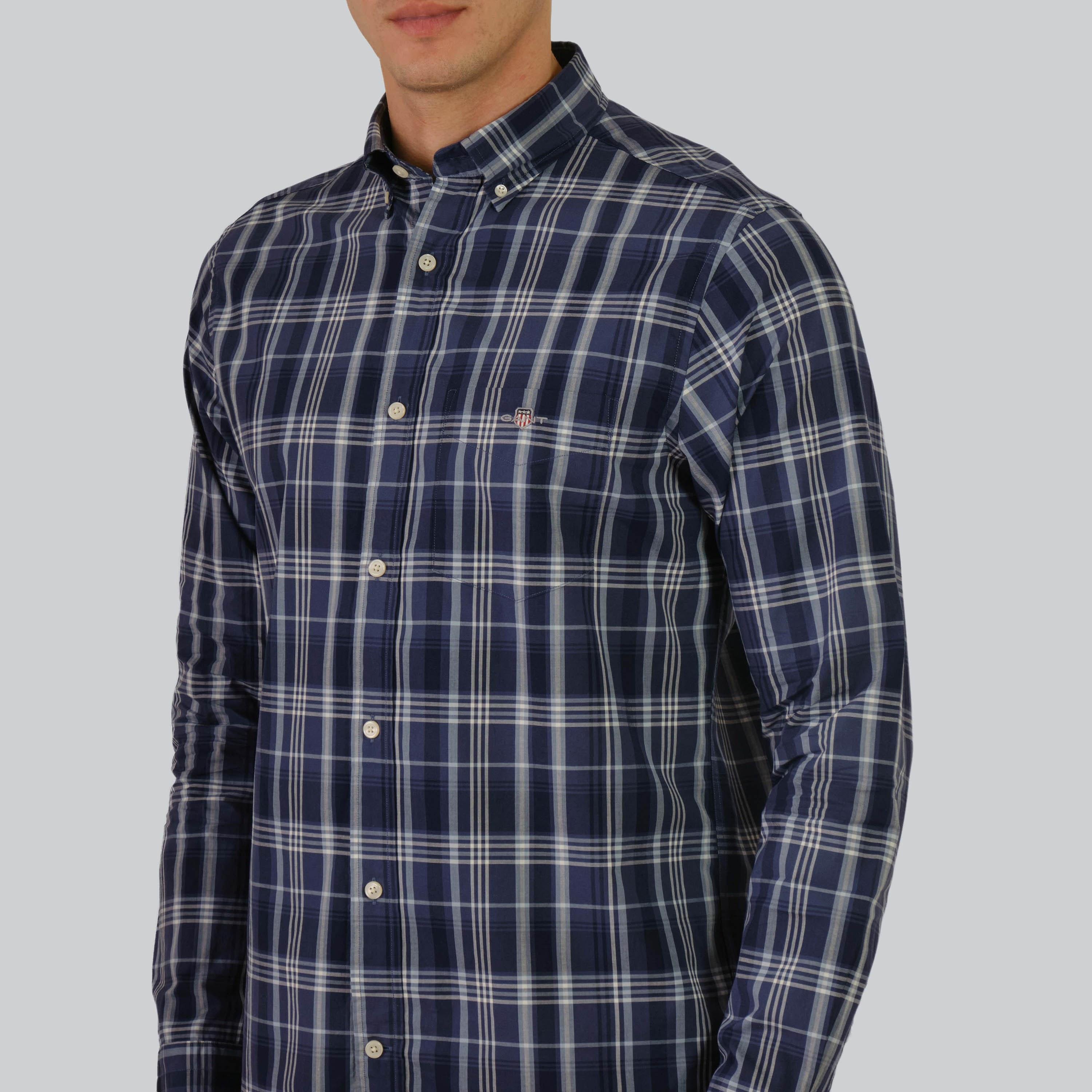 Gant Regular Fit Checked Button-Down Collar Long Sleeves Men's Shirt-men-clothing-shirts-image-2
