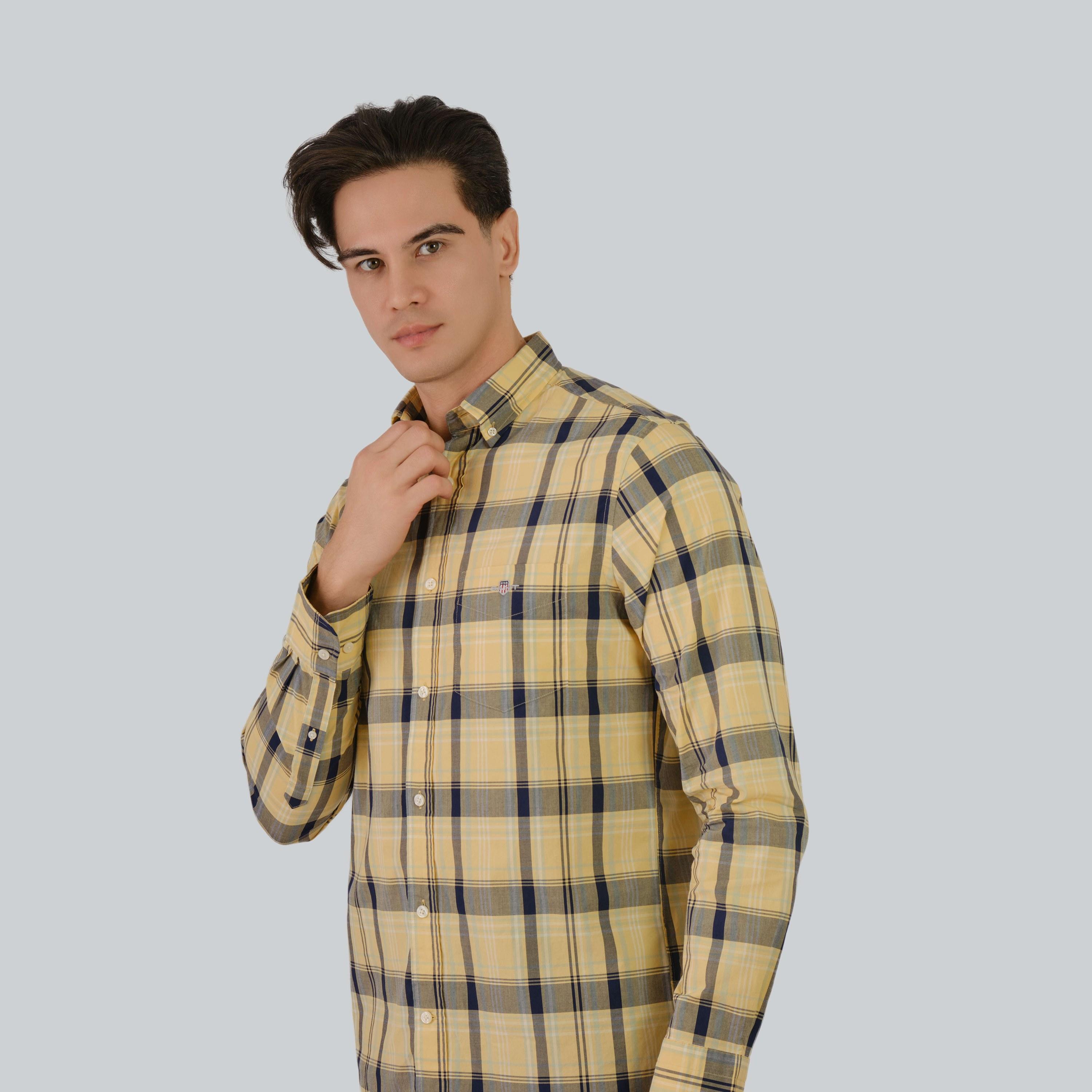 قميص رجالي بأكمام طويلة وياقة مربعة ومقاس عادي من Gant-men-clothing-shirts-image-6