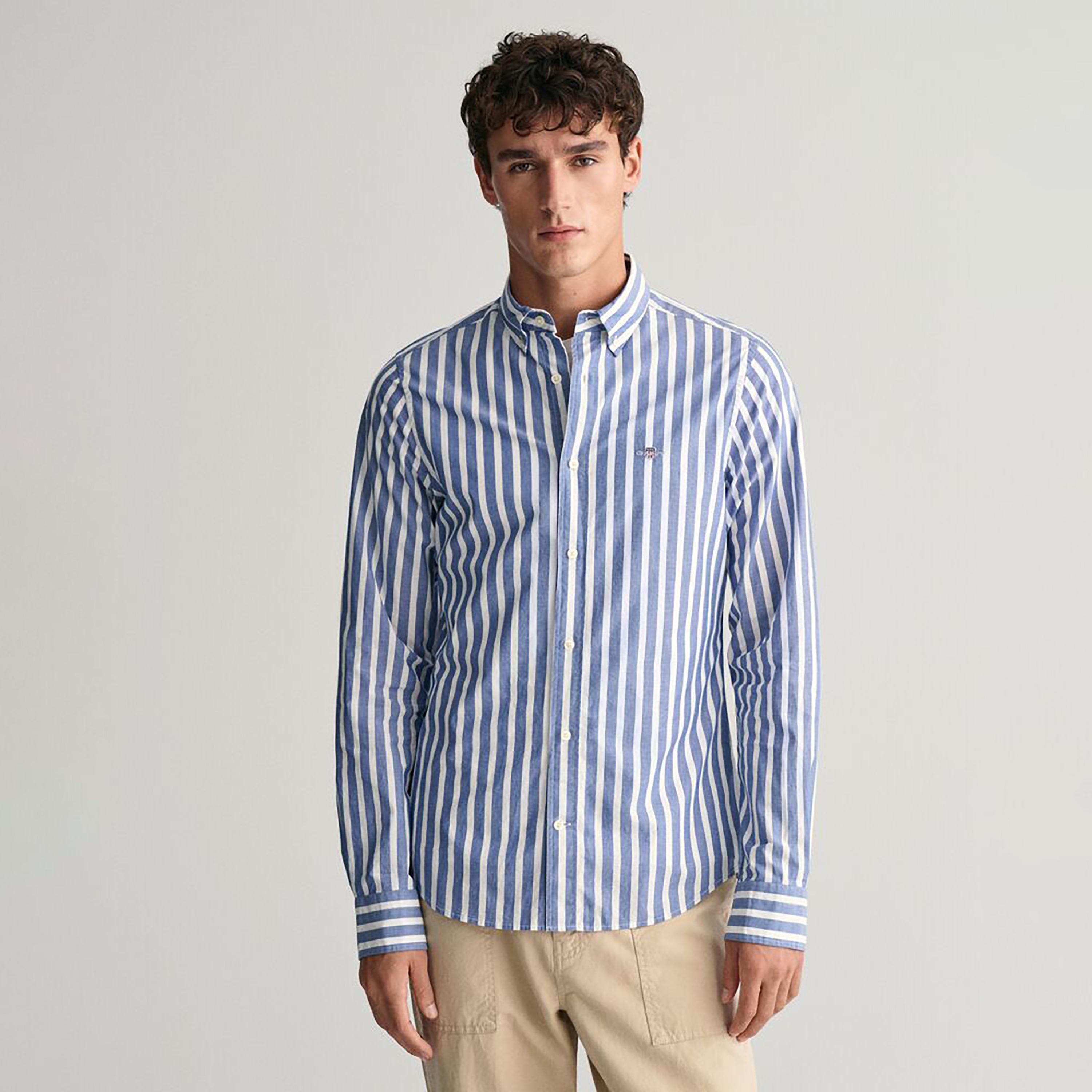 Gant Regular Fit Striped Button-Down Collar Long Sleeves Men's Shirt-men-clothing-shirts-image-11