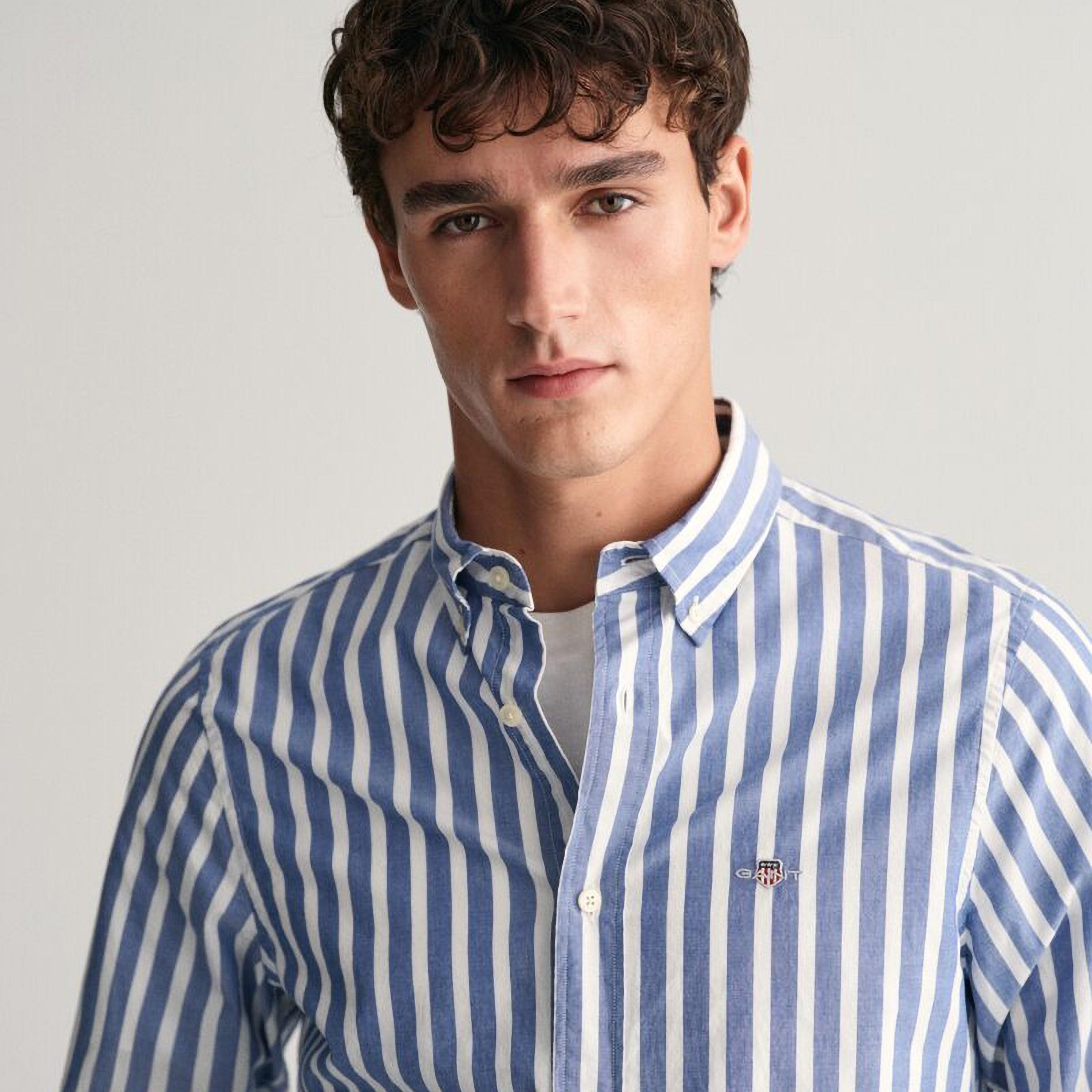 Gant Regular Fit Striped Button-Down Collar Long Sleeves Men's Shirt-men-clothing-shirts-image-12