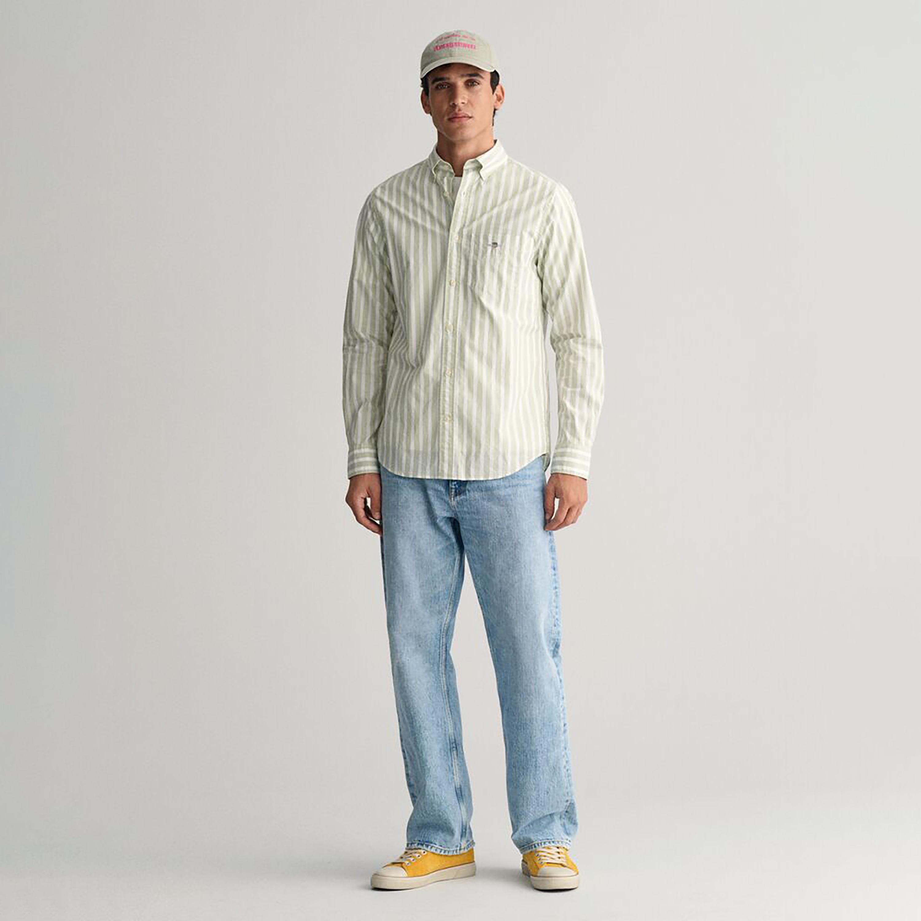 Gant Regular Fit Striped Button-Down Collar Long Sleeves Men's Shirt-men-clothing-shirts-image-8