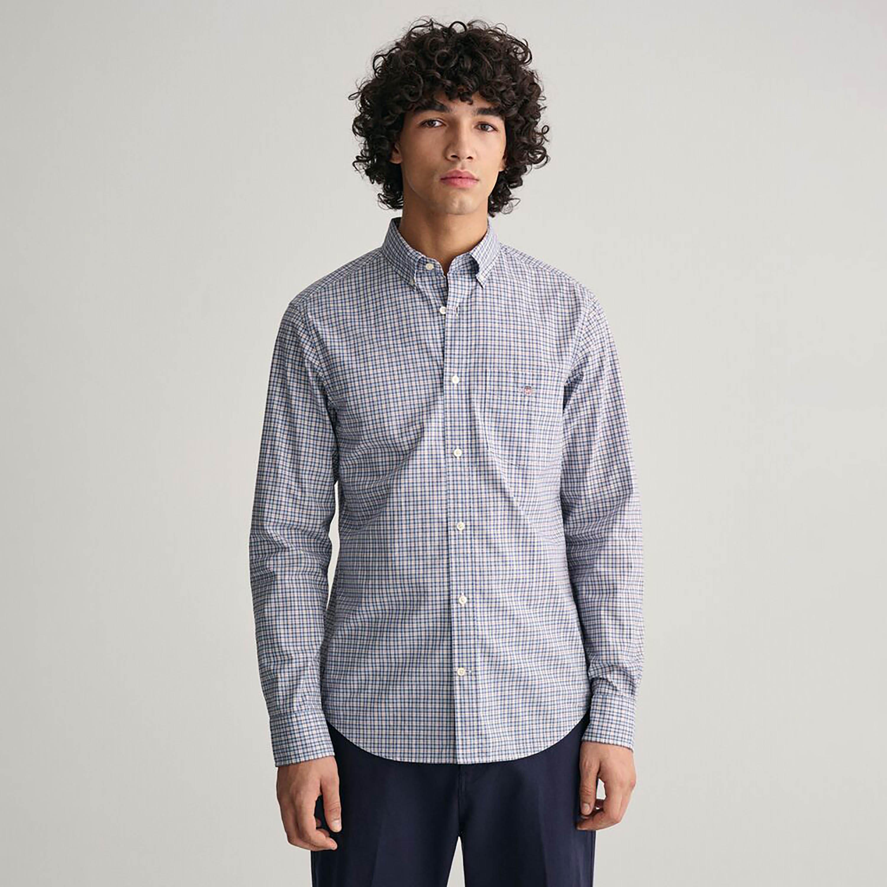 Gant Regular Fit Checked Button-Down Collar Long Sleeves Men's Shirt-men-clothing-shirts-image-6