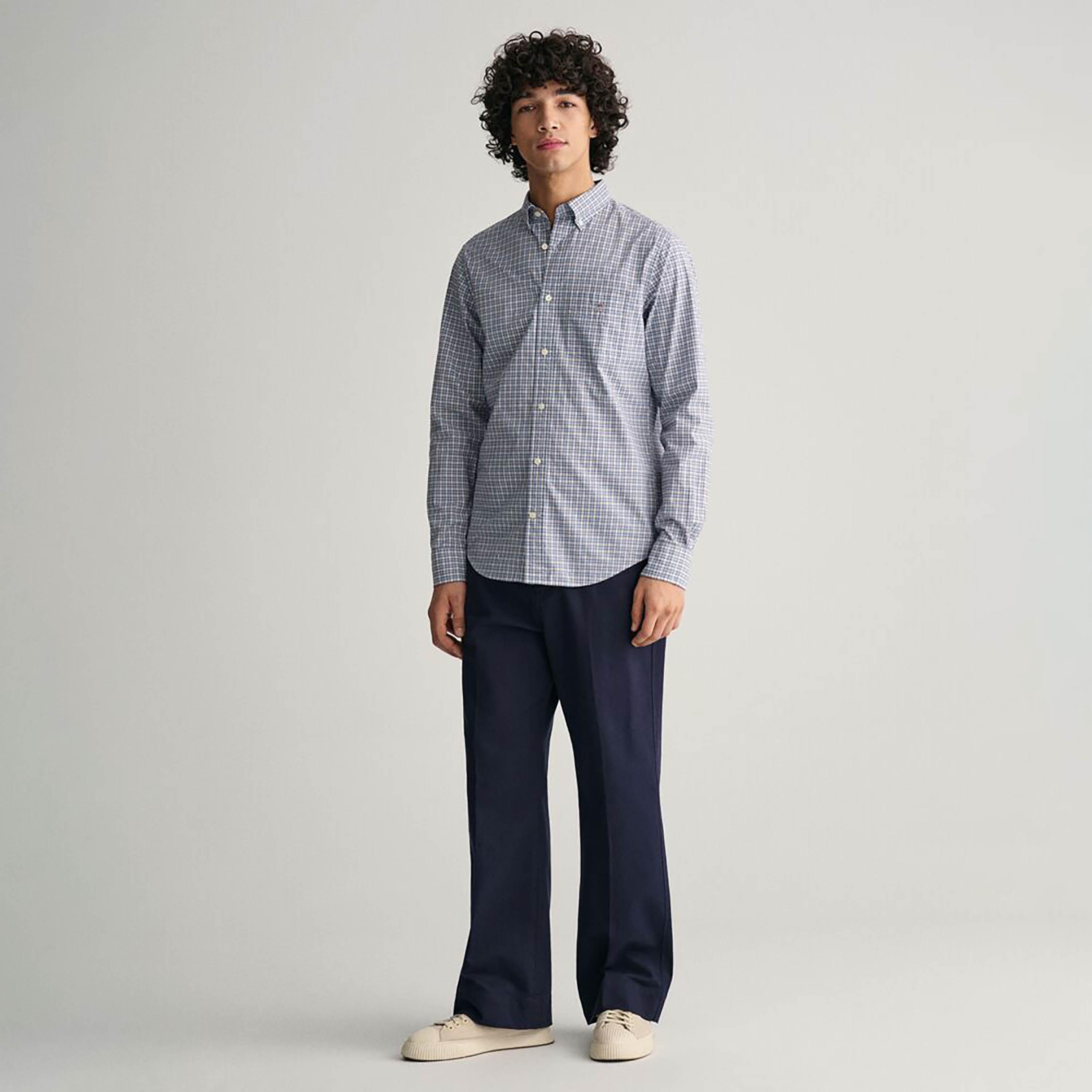 Gant Regular Fit Checked Button-Down Collar Long Sleeves Men's Shirt-men-clothing-shirts-image-8