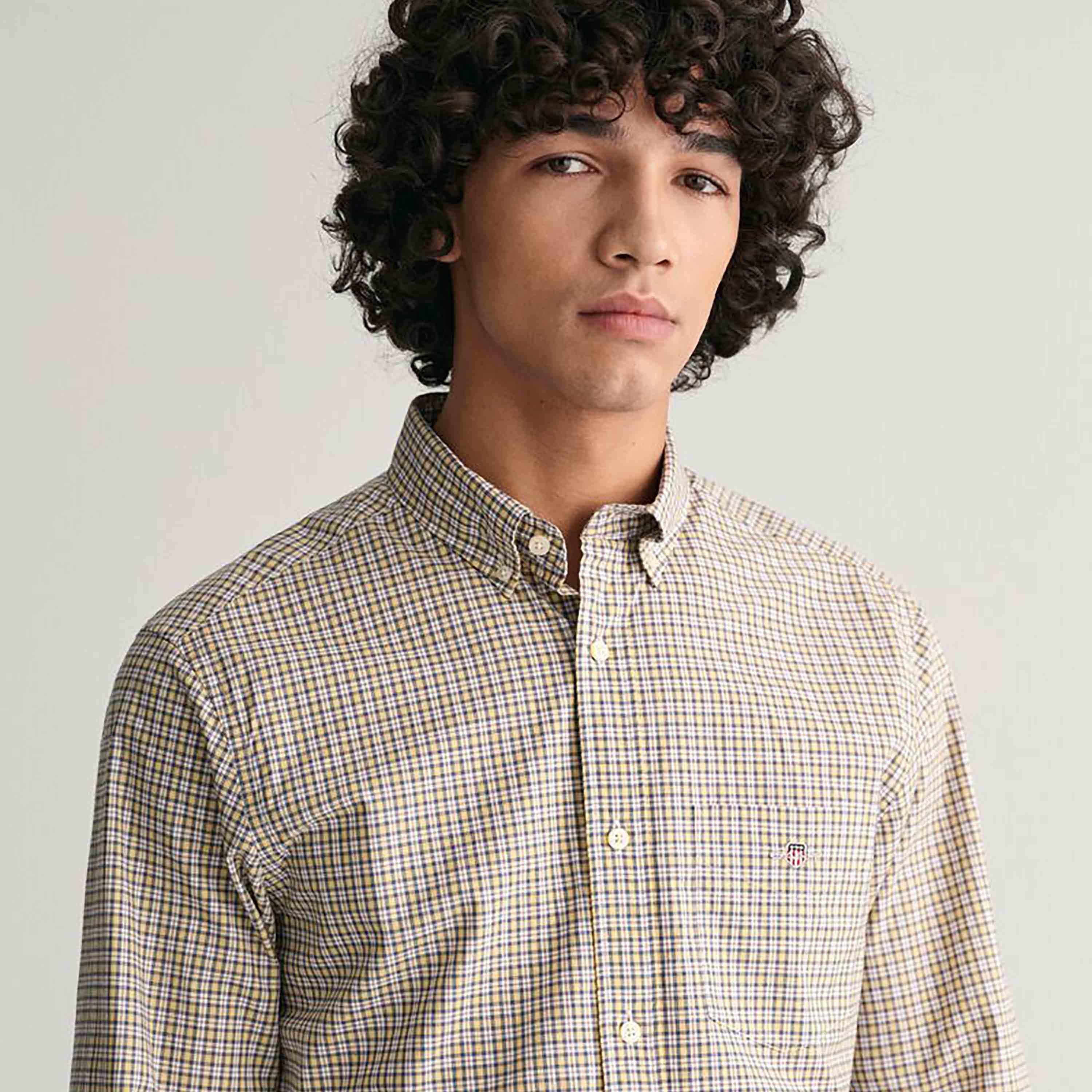Gant Regular Fit Checked Button-Down Collar Long Sleeves Men's Shirt-men-clothing-shirts-image-17