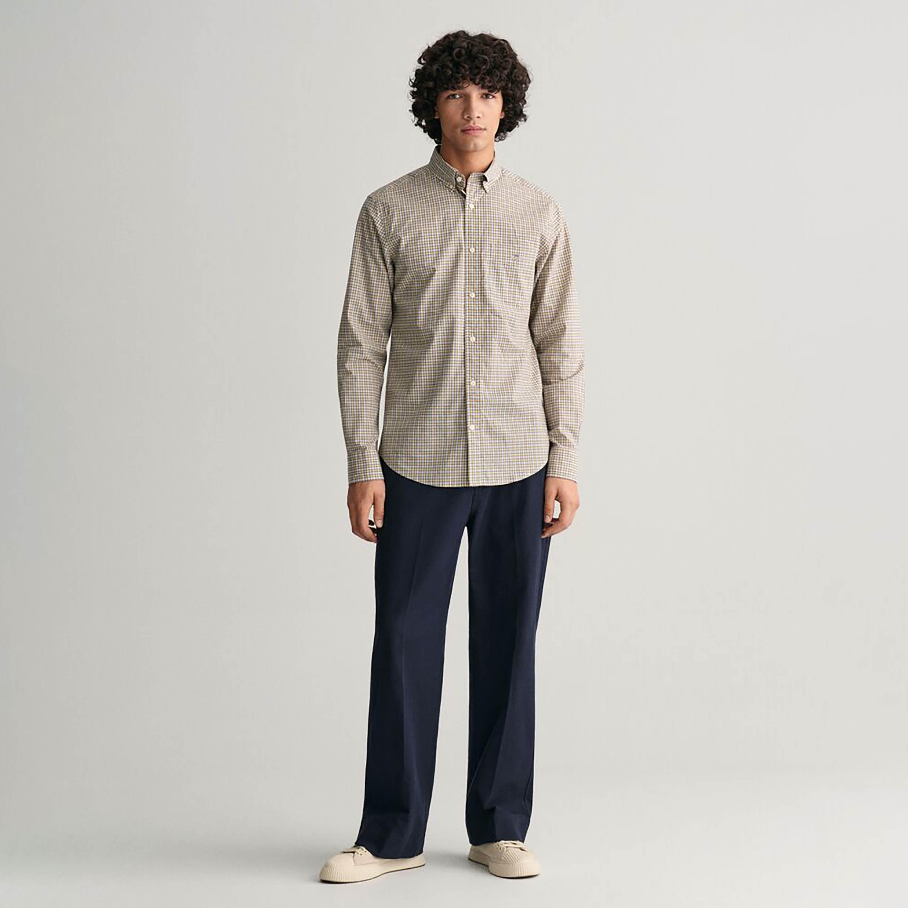 Gant Regular Fit Checked Button-Down Collar Long Sleeves Men's Shirt-men-clothing-shirts-image-18