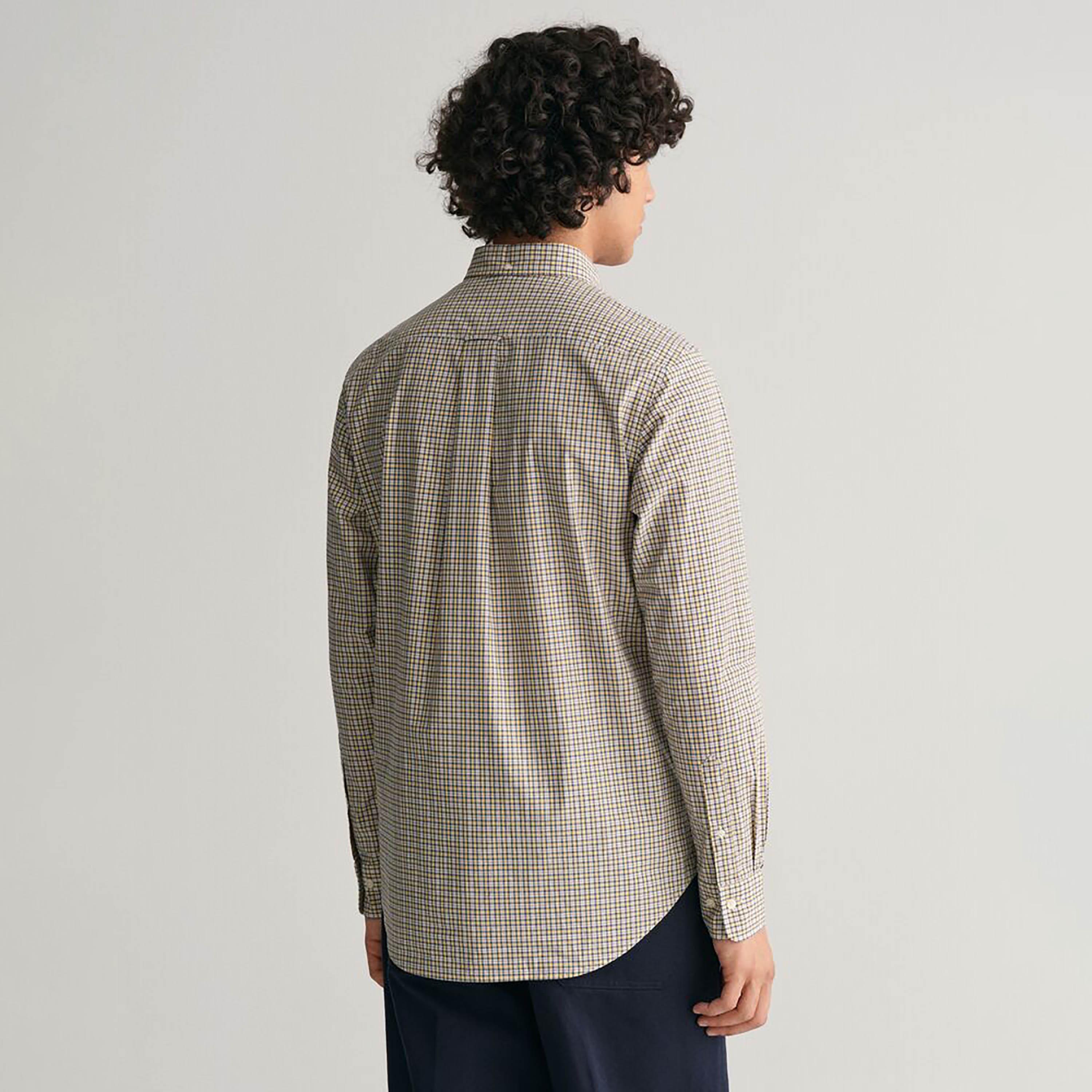 Gant Regular Fit Checked Button-Down Collar Long Sleeves Men's Shirt-men-clothing-shirts-image-19