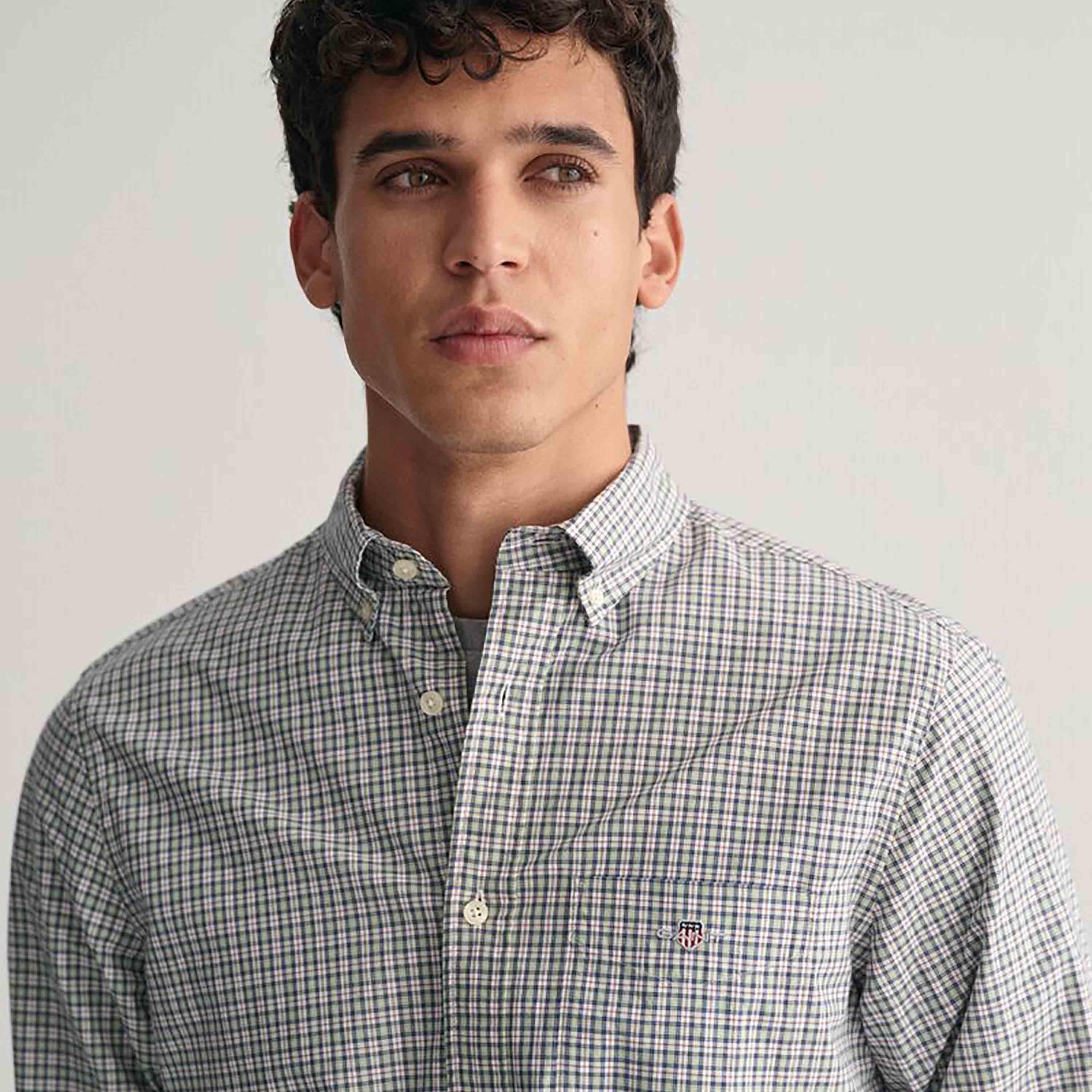 Gant Regular Fit Checked Button-Down Collar Long Sleeves Men's Shirt-men-clothing-shirts-image-2