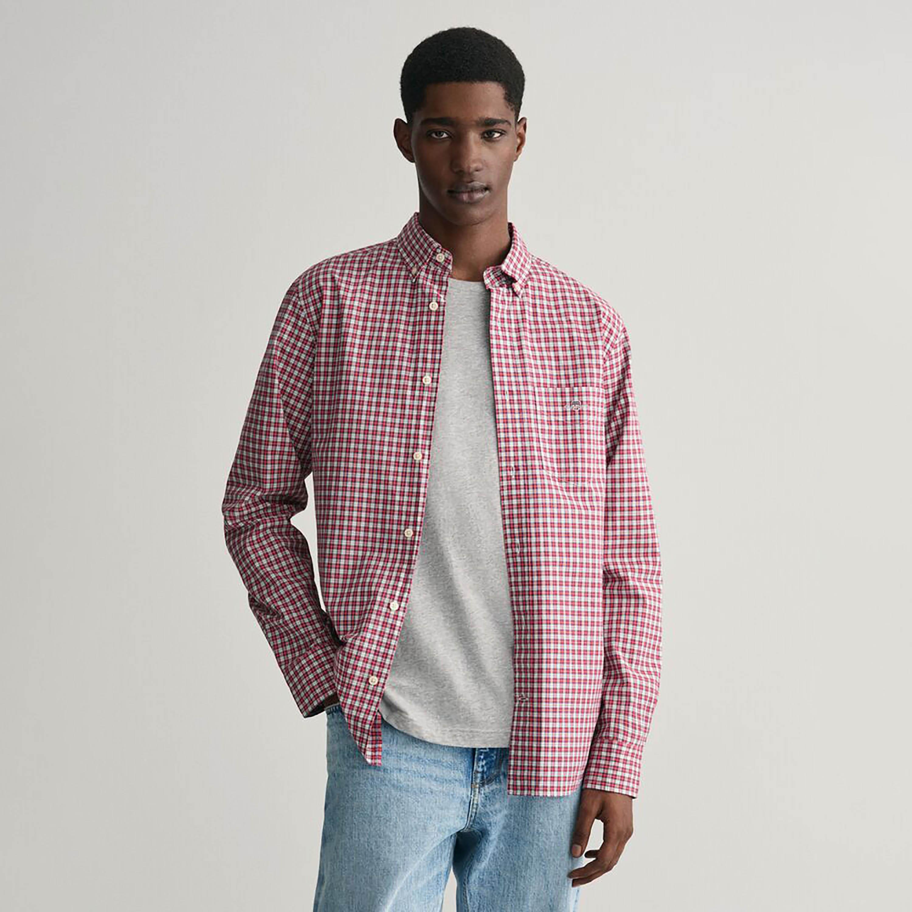 Gant Regular Fit Checked Button-Down Collar Long Sleeves Men's Shirt-men-clothing-shirts-image-11