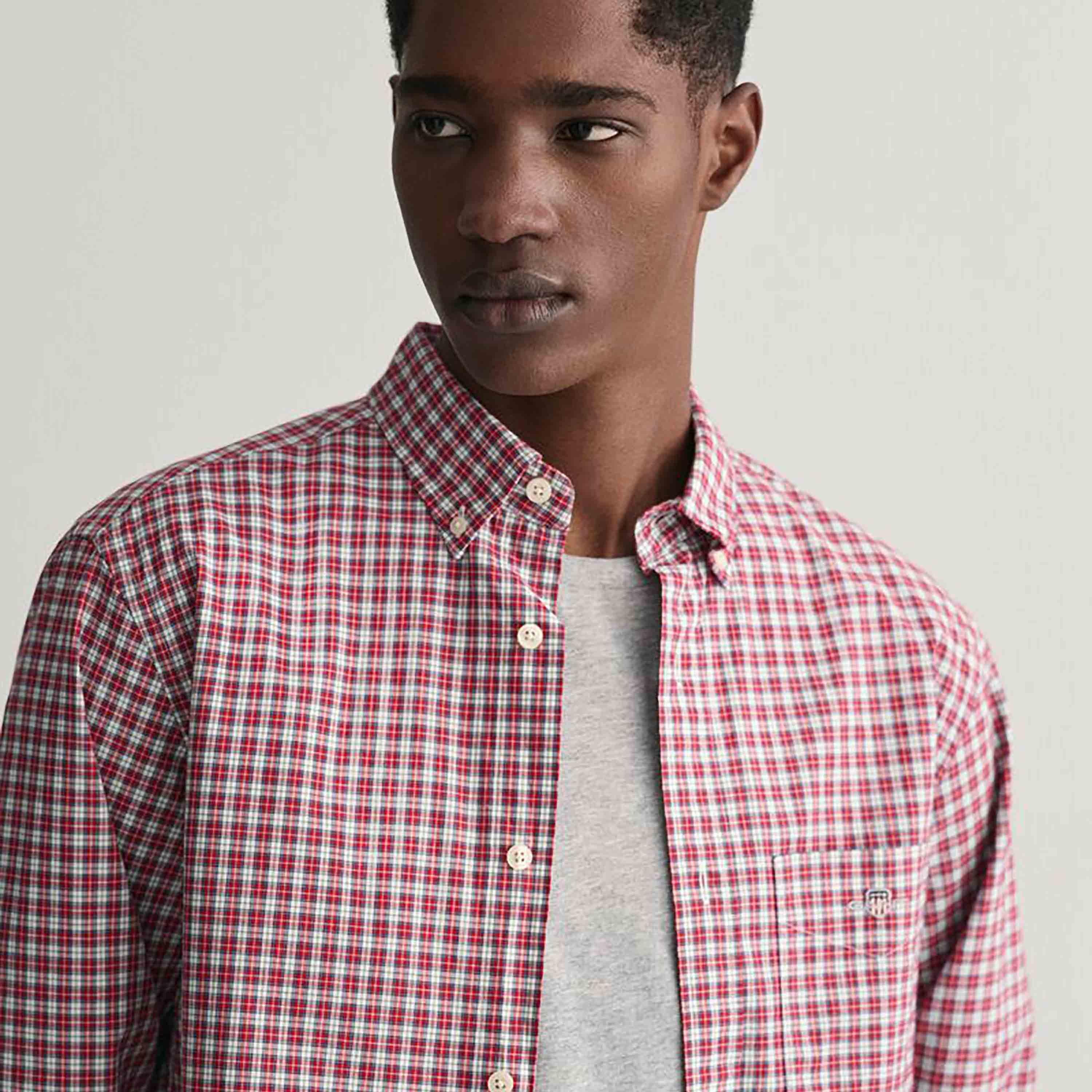 Gant Regular Fit Checked Button-Down Collar Long Sleeves Men's Shirt-men-clothing-shirts-image-12