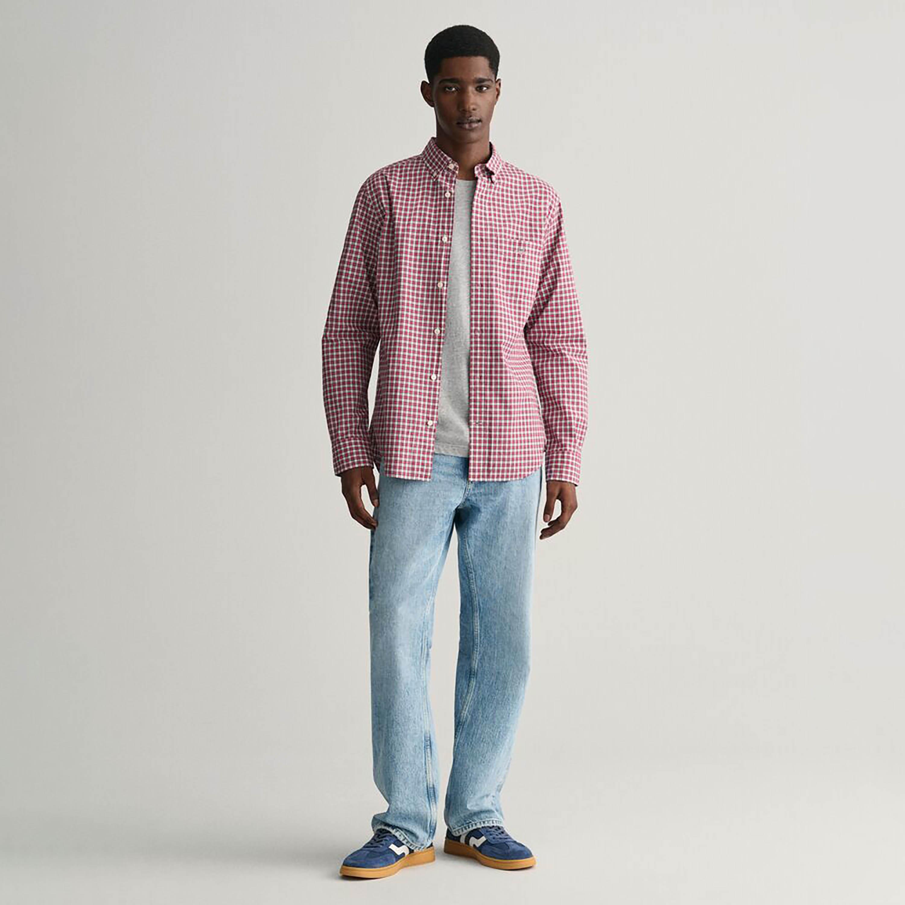 Gant Regular Fit Checked Button-Down Collar Long Sleeves Men's Shirt-men-clothing-shirts-image-13