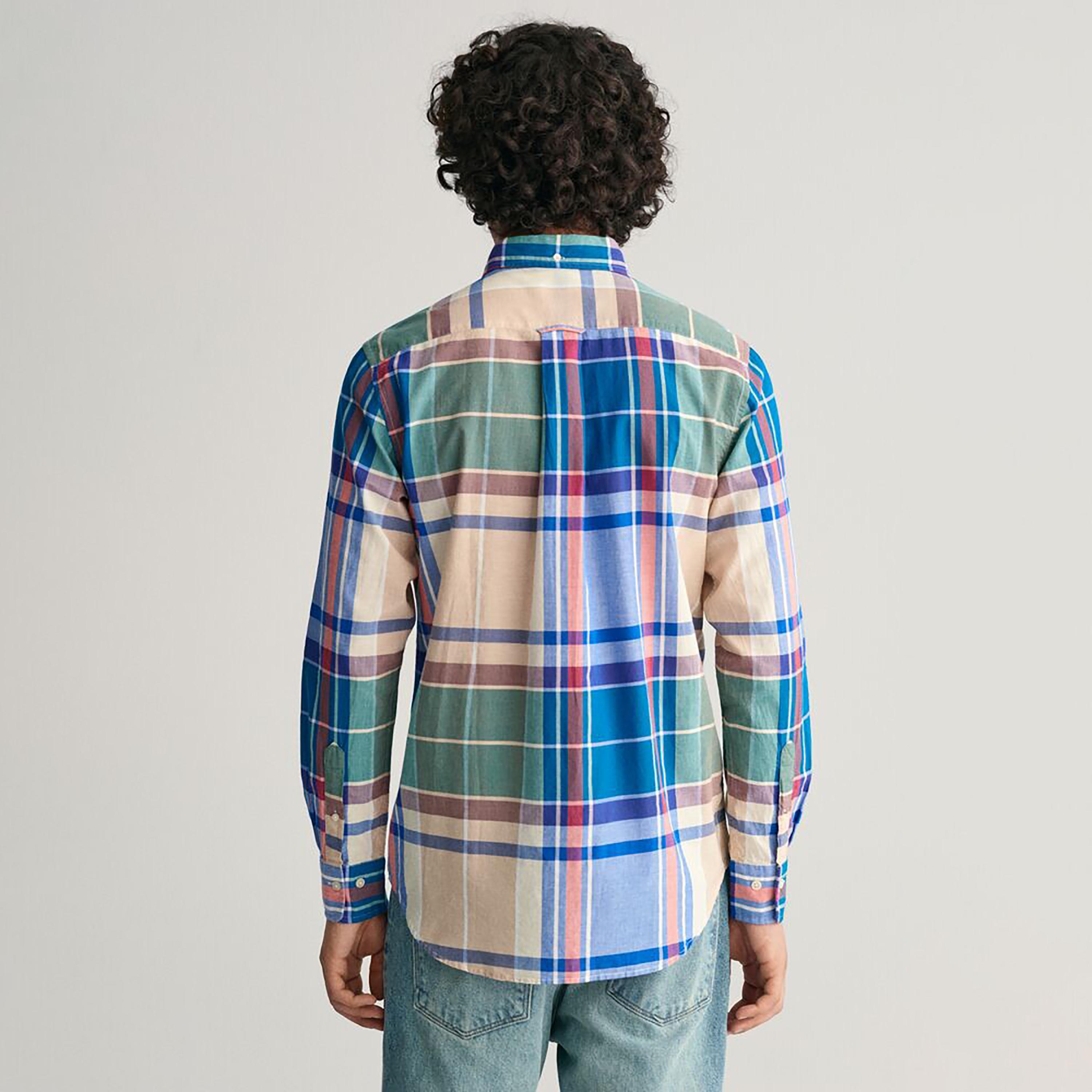 Gant Checked Button Down Collar Long Sleeves Indigo Madras Shirt-men-clothing-shirts-image-3