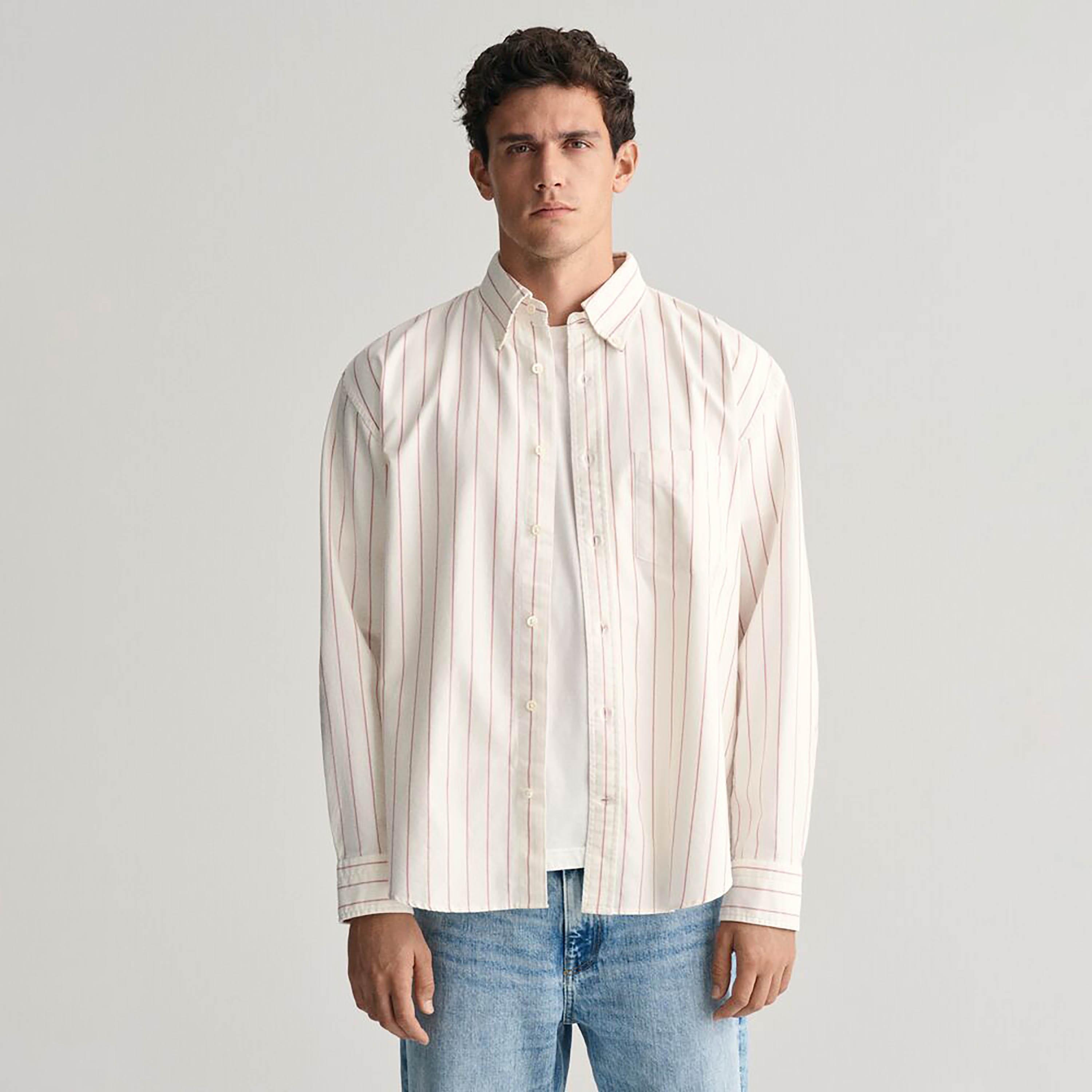 Gant Relaxed Fit Striped Button-Down Collar Long Sleeves Men's Shirt-men-clothing-shirts-image-1