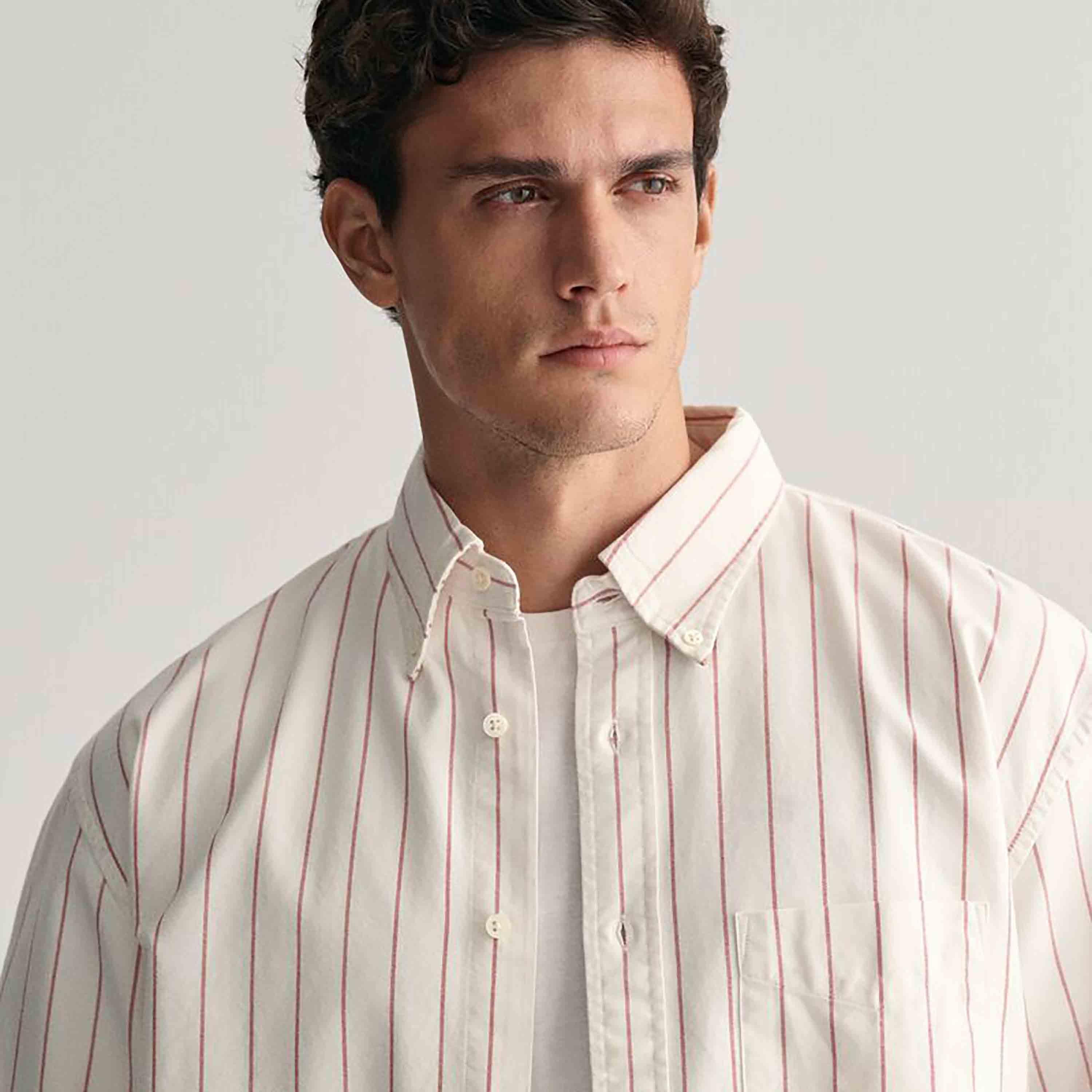 Gant Relaxed Fit Striped Button-Down Collar Long Sleeves Men's Shirt-men-clothing-shirts-image-2