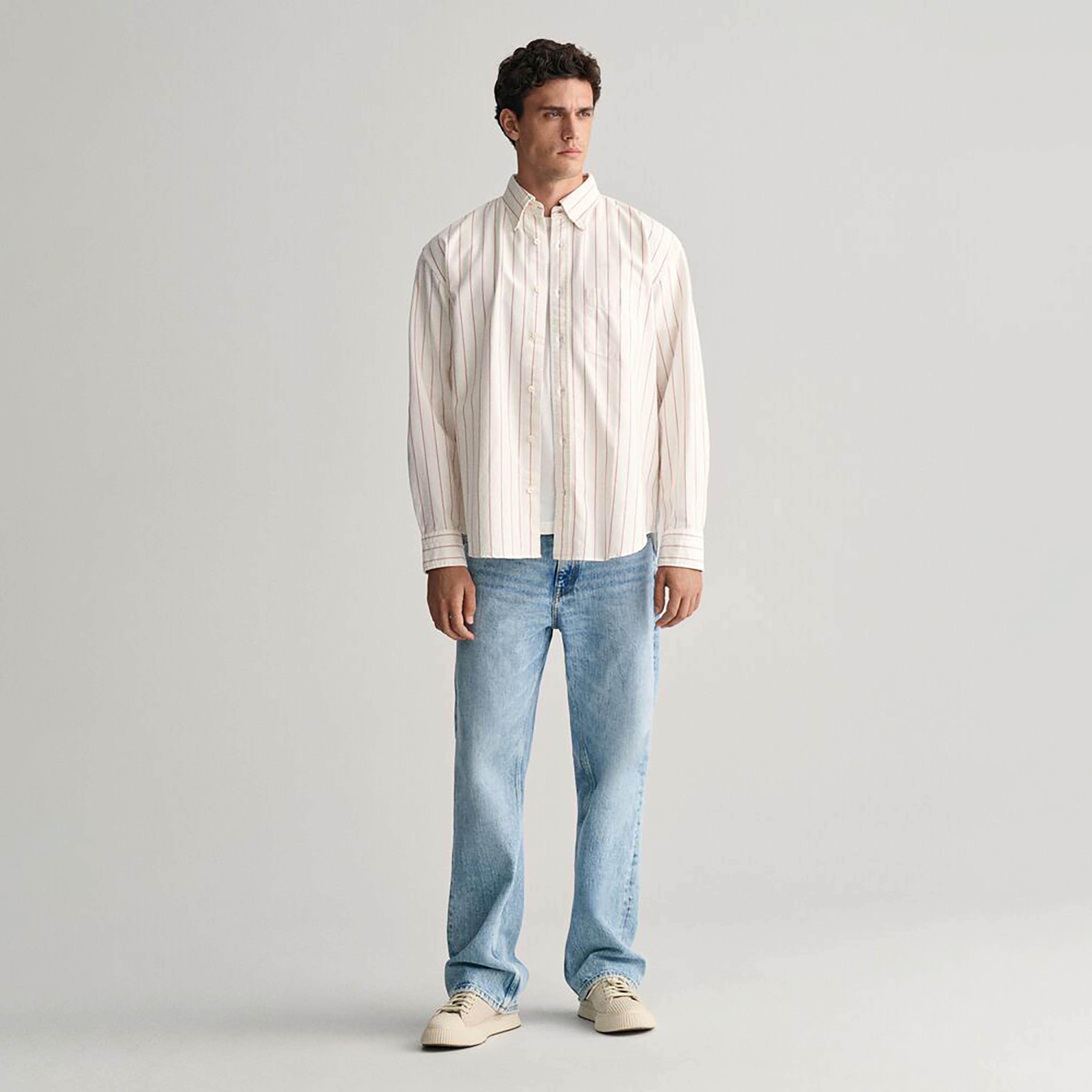 Gant Relaxed Fit Striped Button-Down Collar Long Sleeves Men's Shirt-men-clothing-shirts-image-3