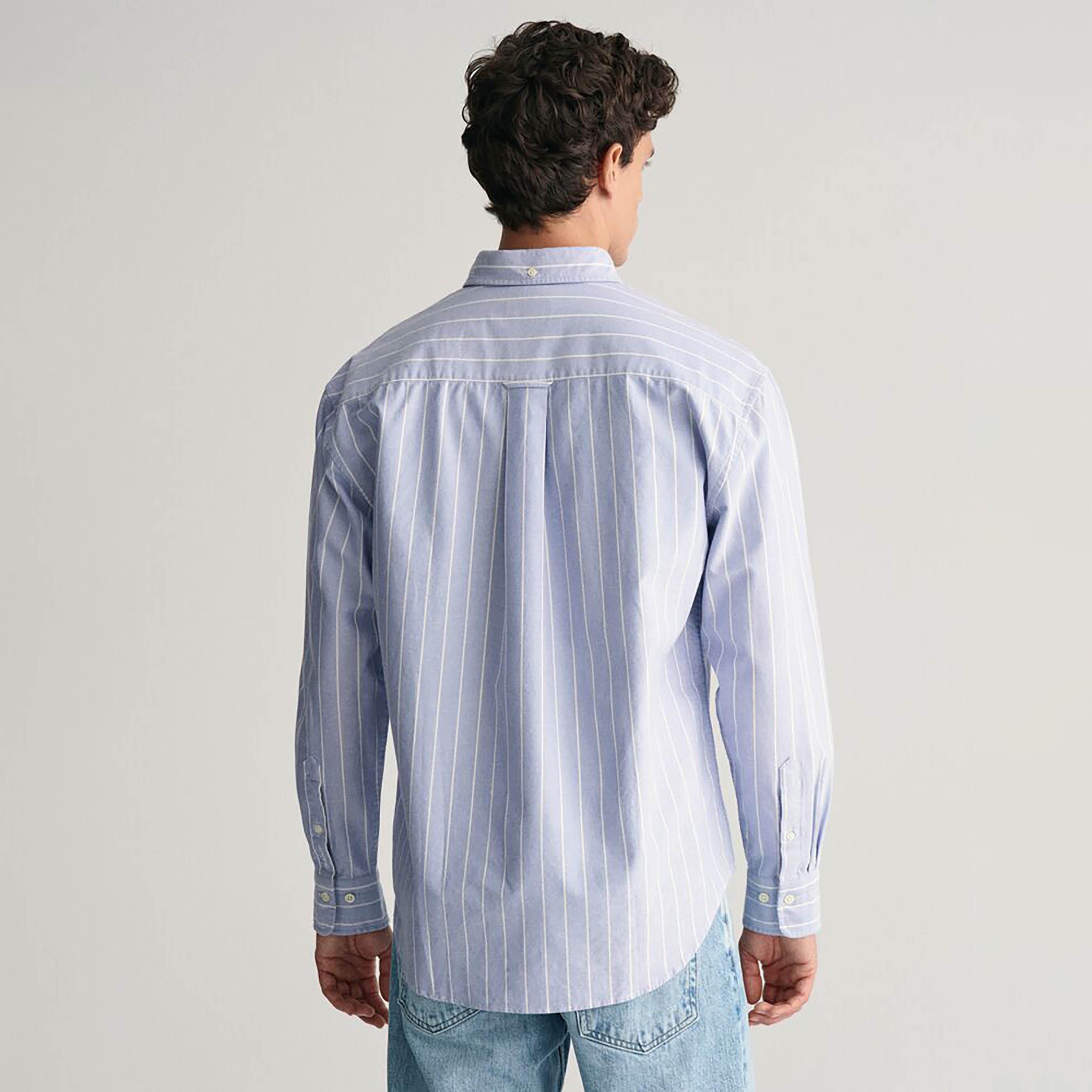 Gant Relaxed Fit Striped Button-Down Collar Long Sleeves Men's Shirt-men-clothing-shirts-image-8