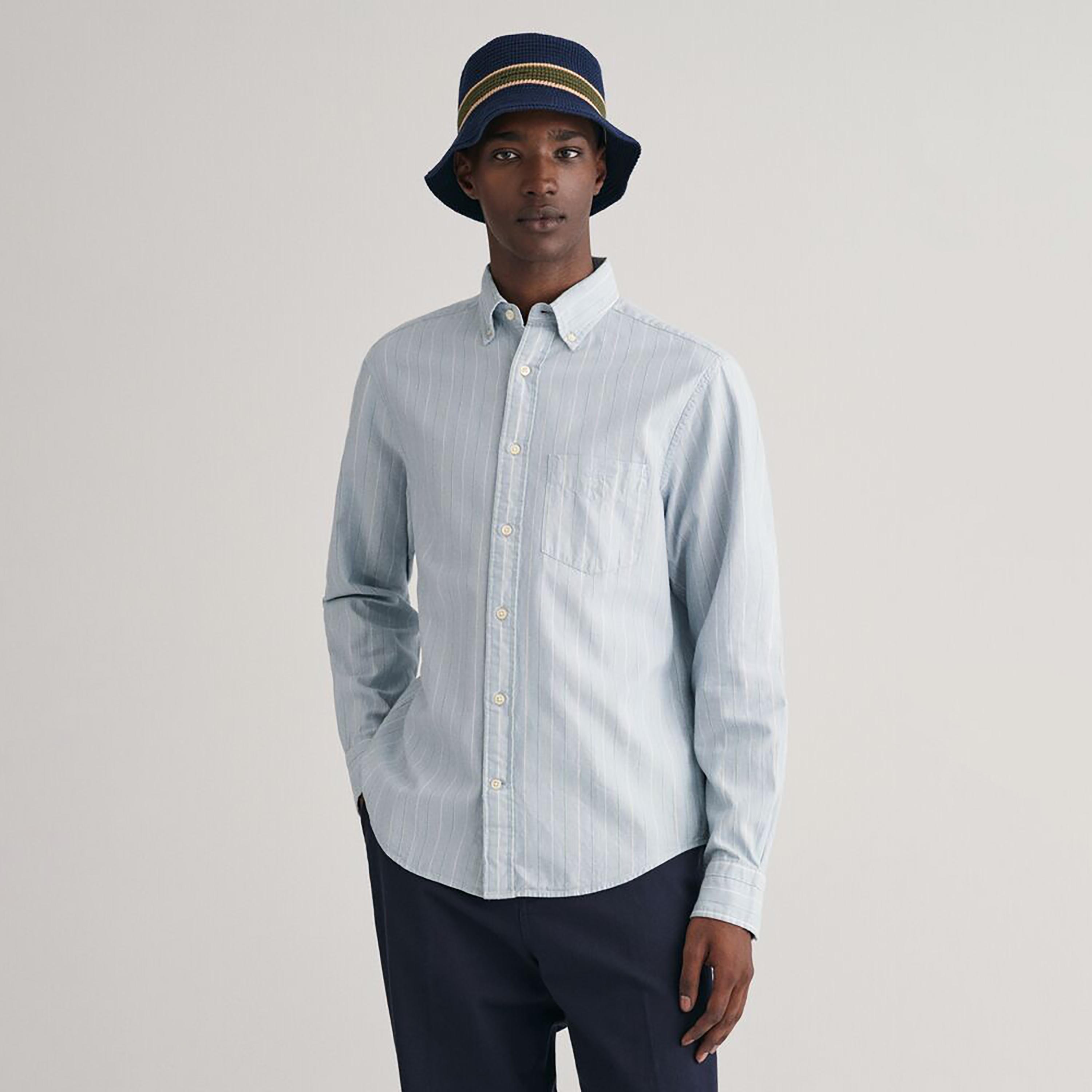 Gant Striped Regular Fit Long Sleeves Archive Oxford Button-Down Collar Men's Shirt-men-clothing-shirts-image-5