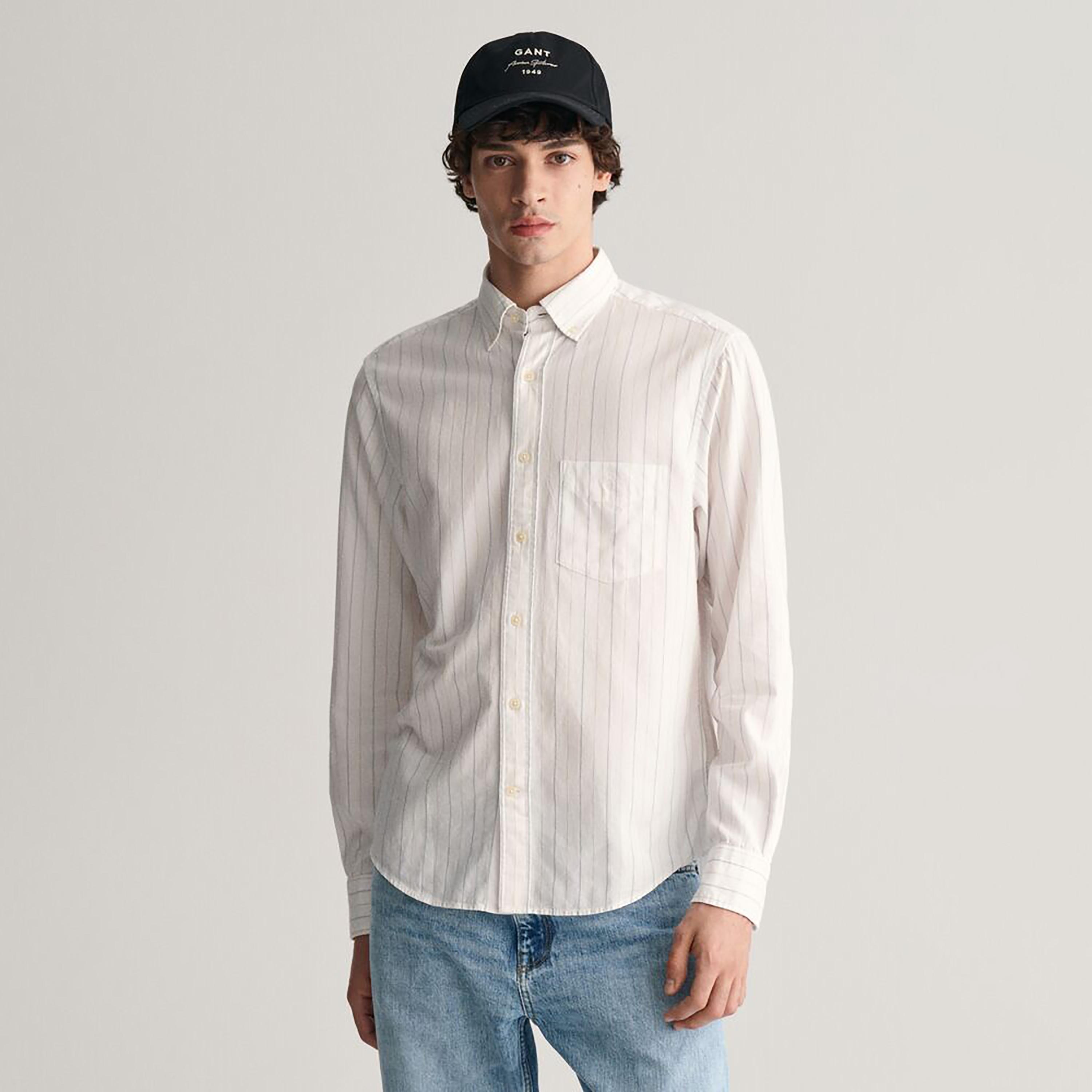 Gant Striped Regular Fit Long Sleeves Archive Oxford Button-Down Collar Men's Shirt-men-clothing-shirts-image-1