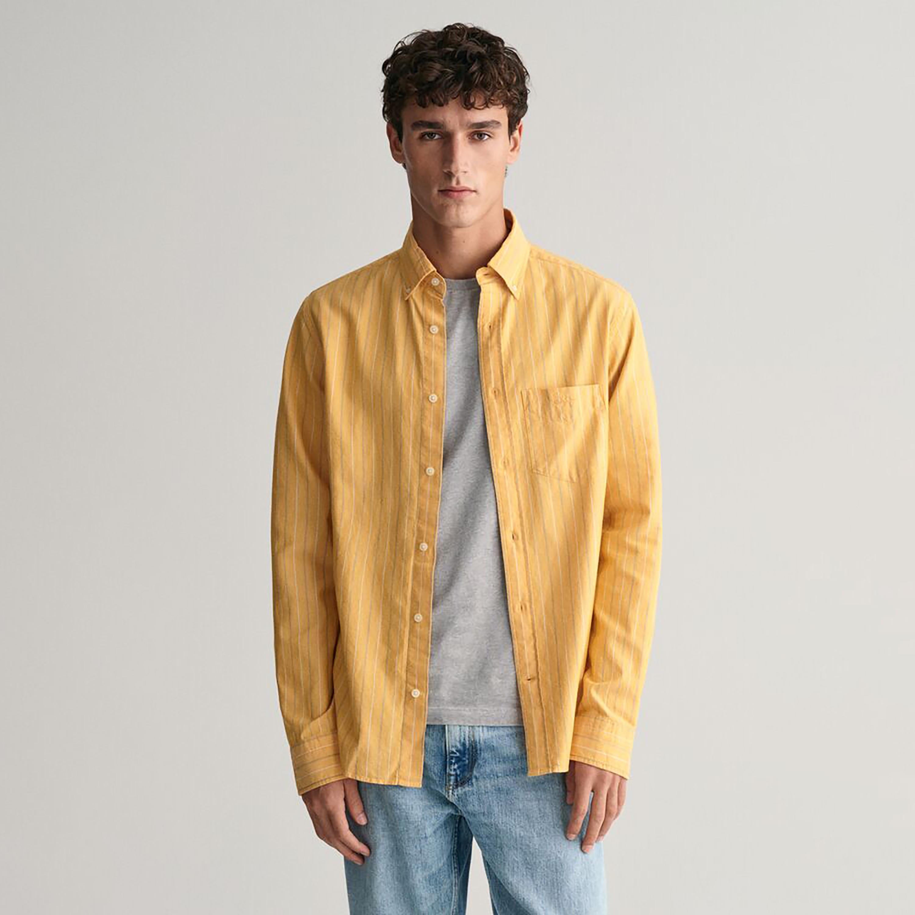 Gant Striped Regular Fit Long Sleeves Archive Oxford Button-Down Collar Men's Shirt-men-clothing-shirts-image-8