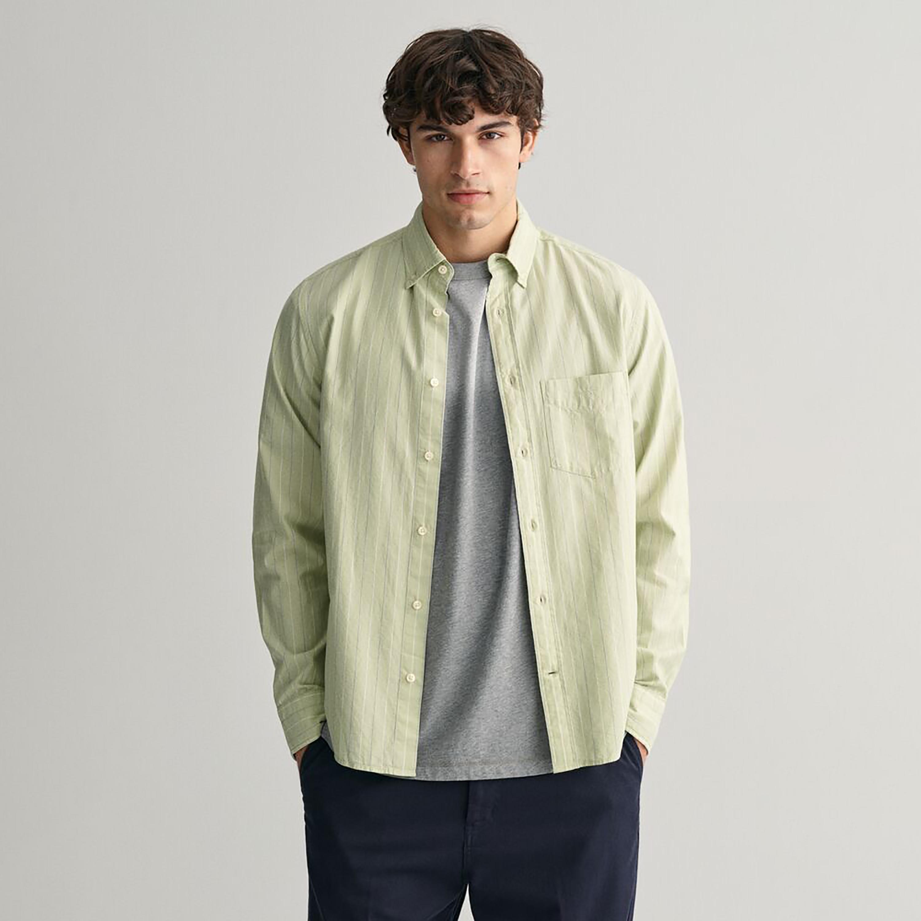 Gant Striped Regular Fit Long Sleeves Archive Oxford Button-Down Collar Men's Shirt-men-clothing-shirts-image-2