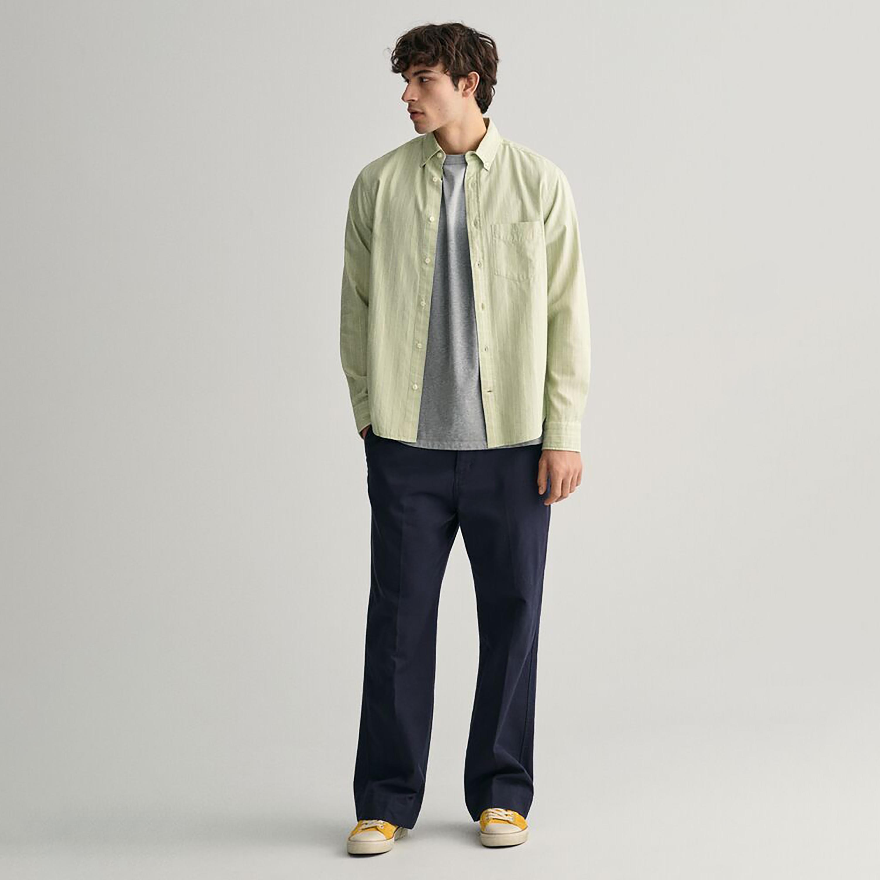 Gant Striped Regular Fit Long Sleeves Archive Oxford Button-Down Collar Men's Shirt-men-clothing-shirts-image-3