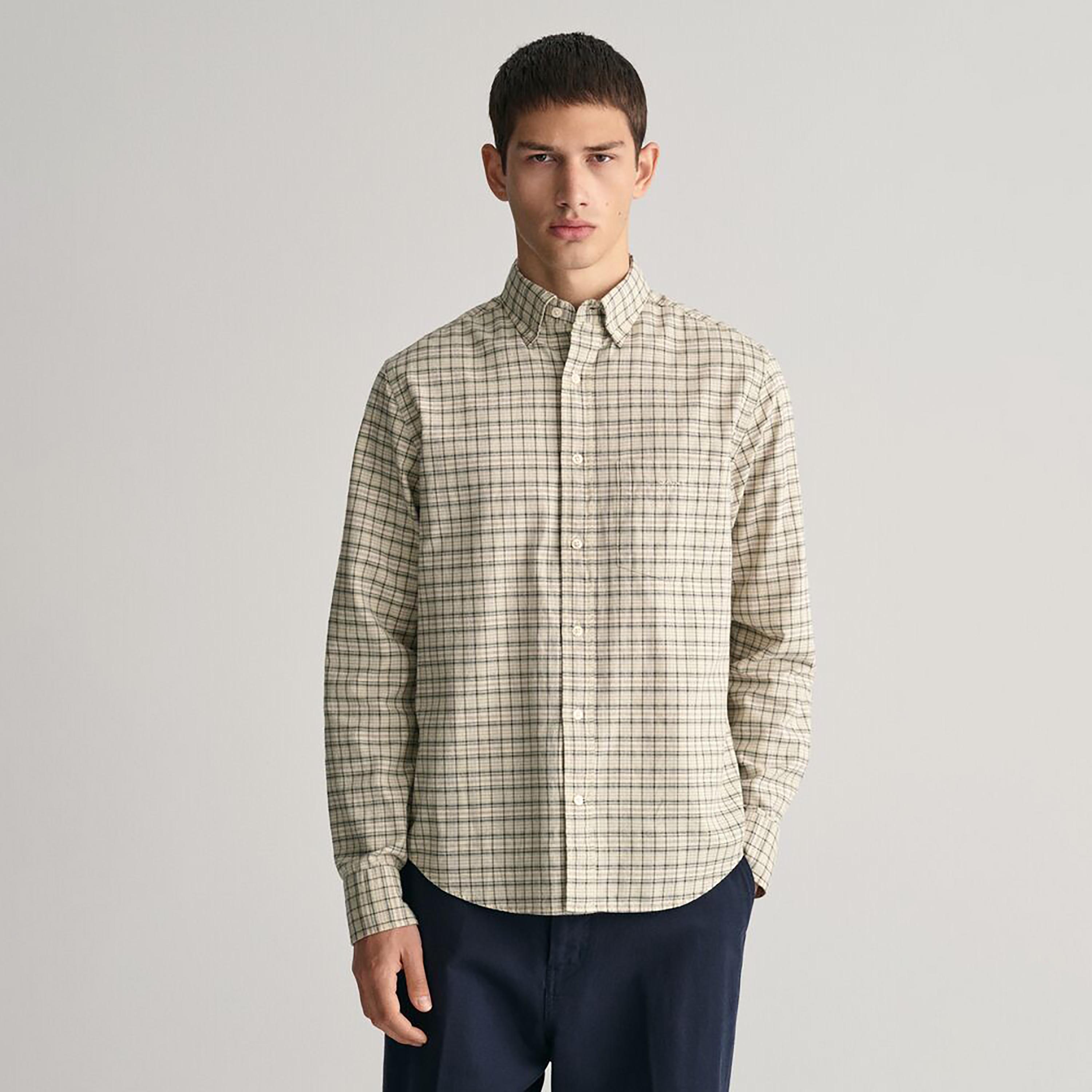 Gant Checked Button Down Collar Long Sleeves Oxford Shirt-men-clothing-shirts-image-1