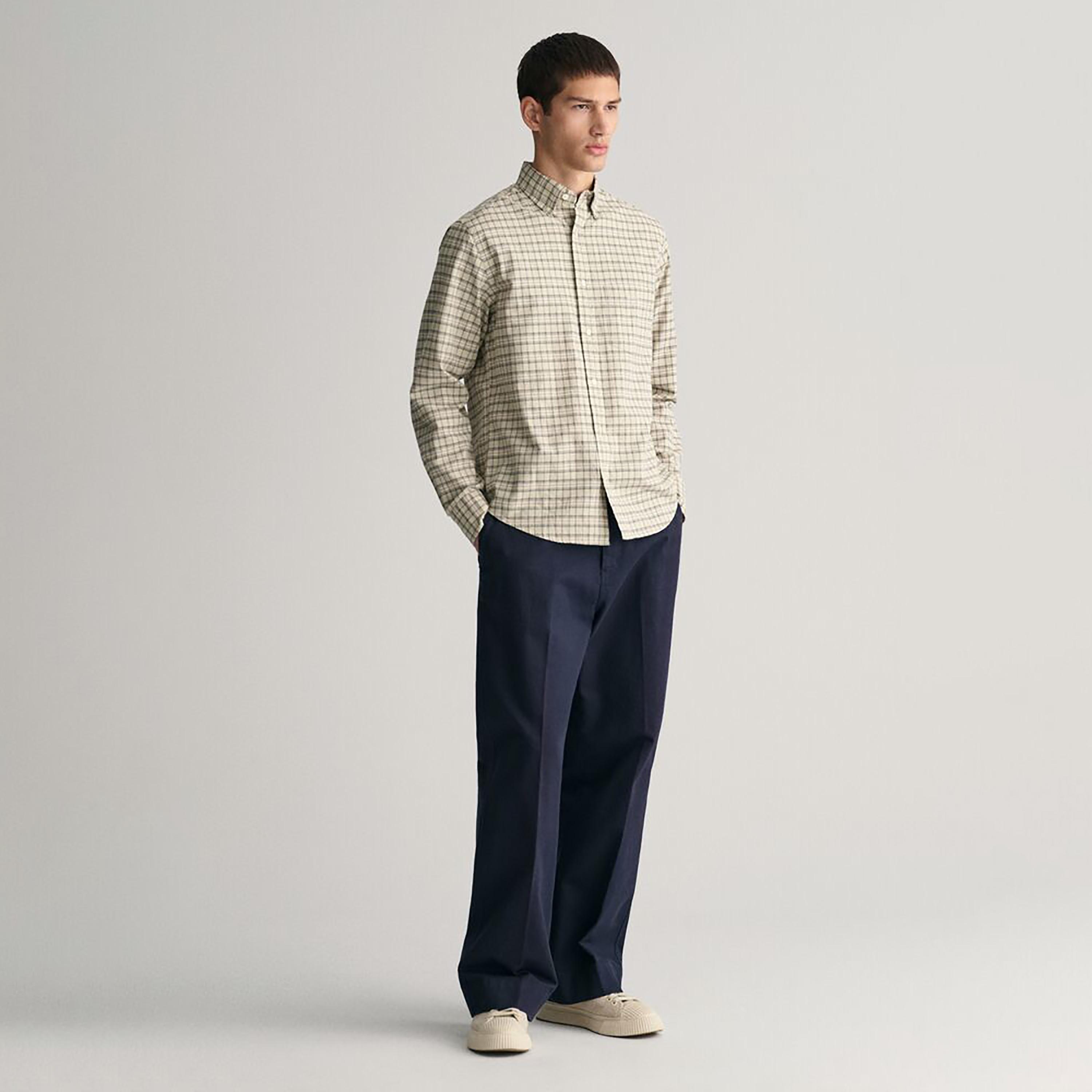Gant Checked Button Down Collar Long Sleeves Oxford Shirt-men-clothing-shirts-image-2
