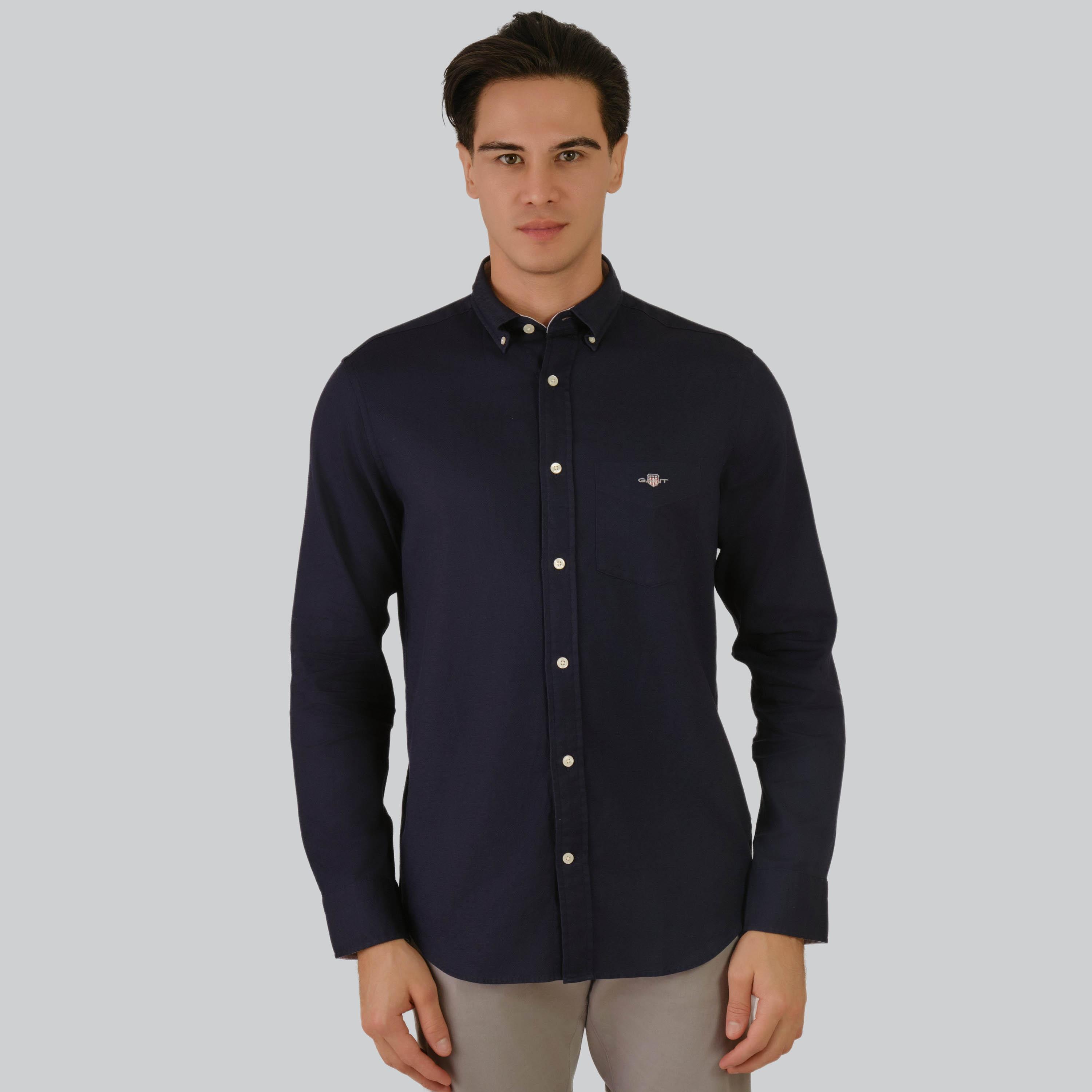 قميص رجالي من Gant ذو ياقة عادية وأكمام طويلة وياقة بأزرار سفلية-men-clothing-shirts-image-3