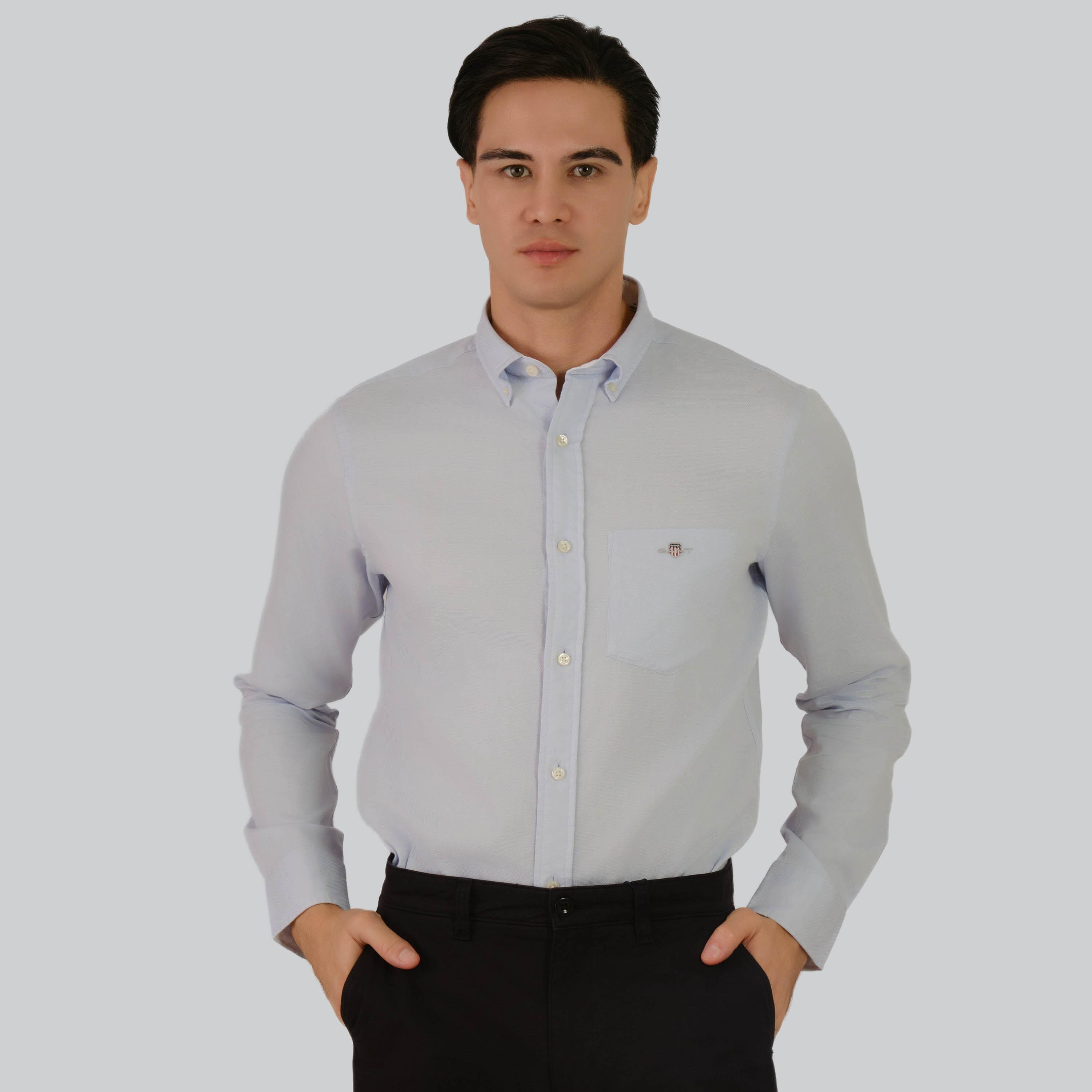 قميص رجالي من Gant ذو ياقة عادية وأكمام طويلة وياقة بأزرار سفلية-men-clothing-shirts-image-8