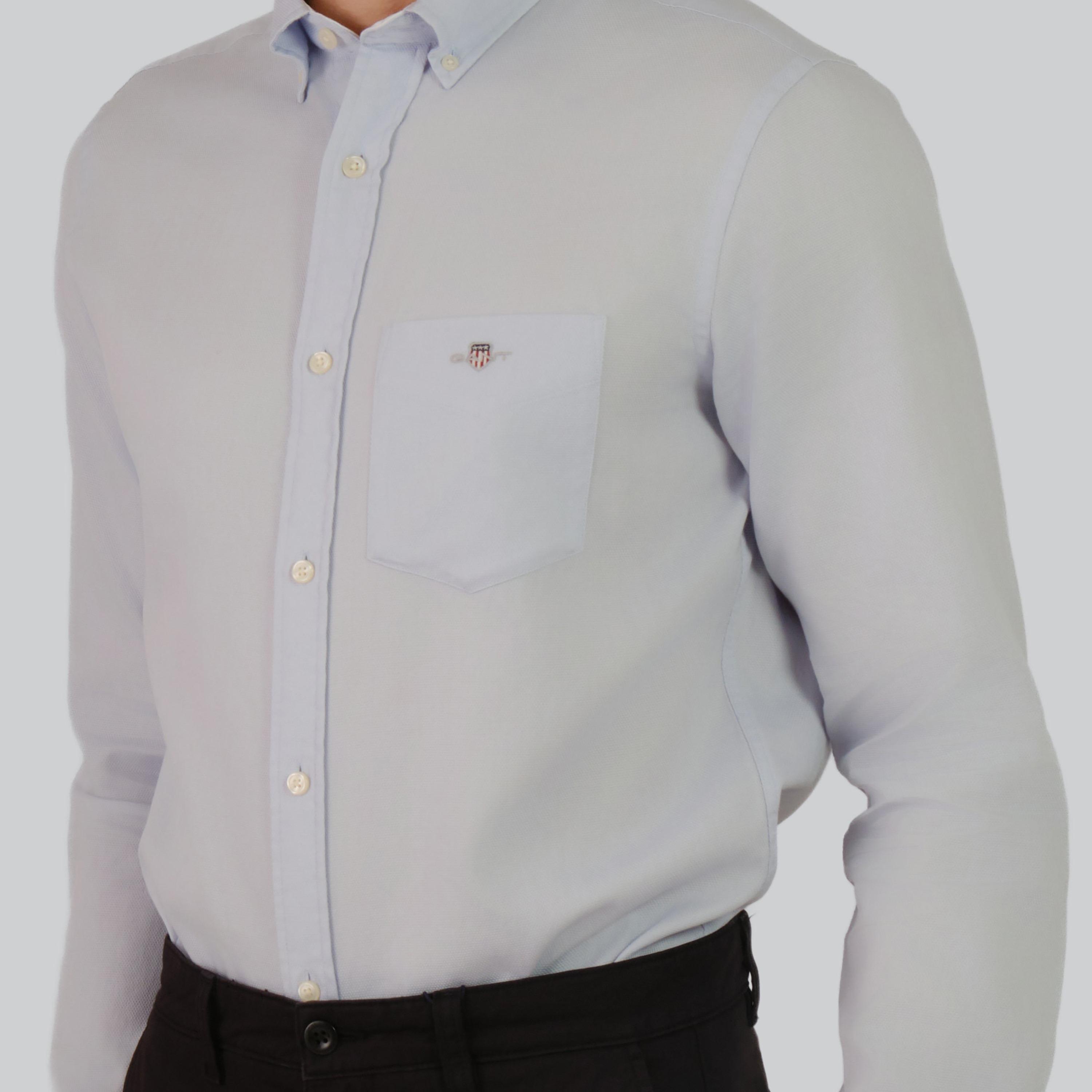 قميص رجالي من Gant ذو ياقة عادية وأكمام طويلة وياقة بأزرار سفلية-men-clothing-shirts-image-11