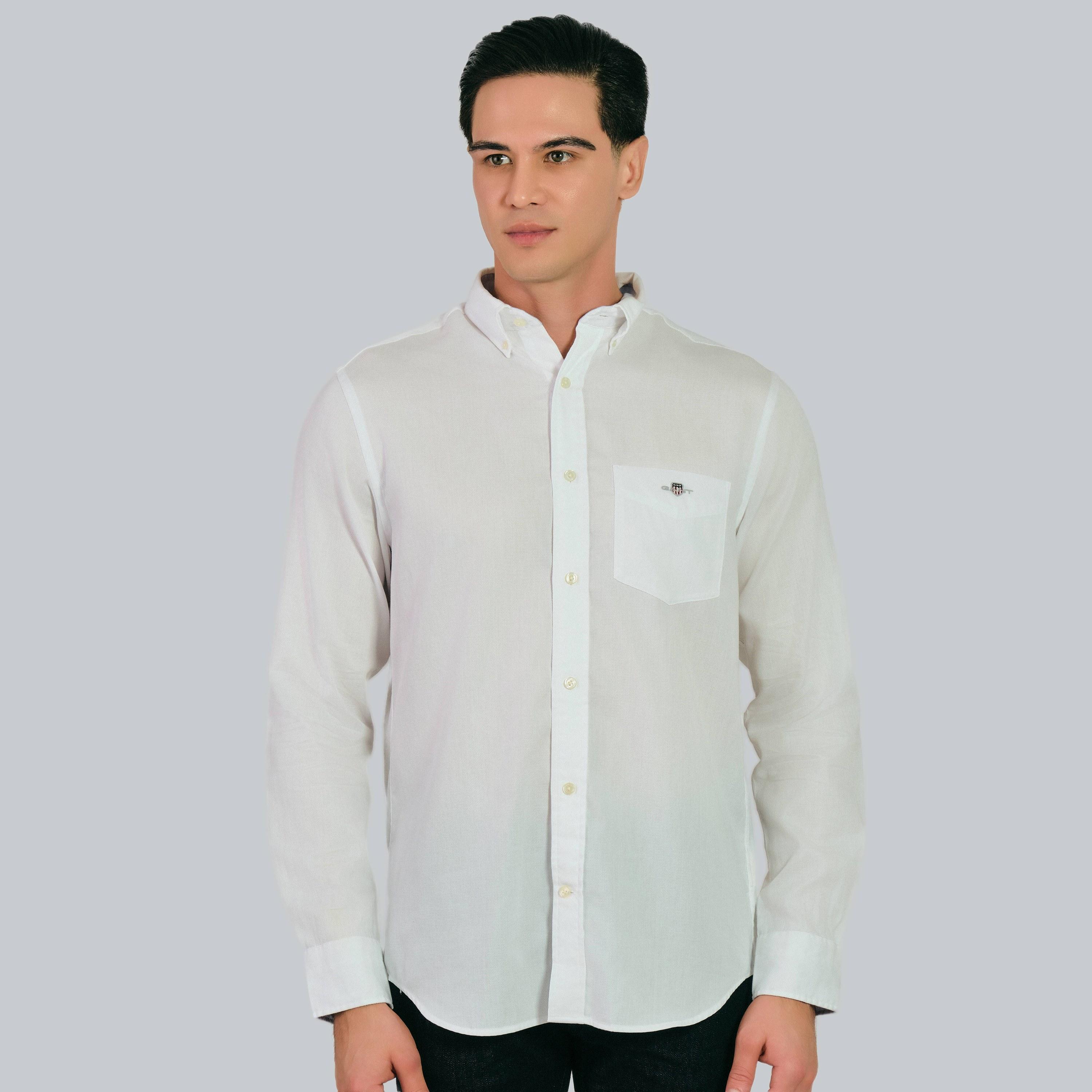 Gant Regular Fit Plain Button-Down Collar Long Sleeves Men's Shirt-men-clothing-shirts-image-1