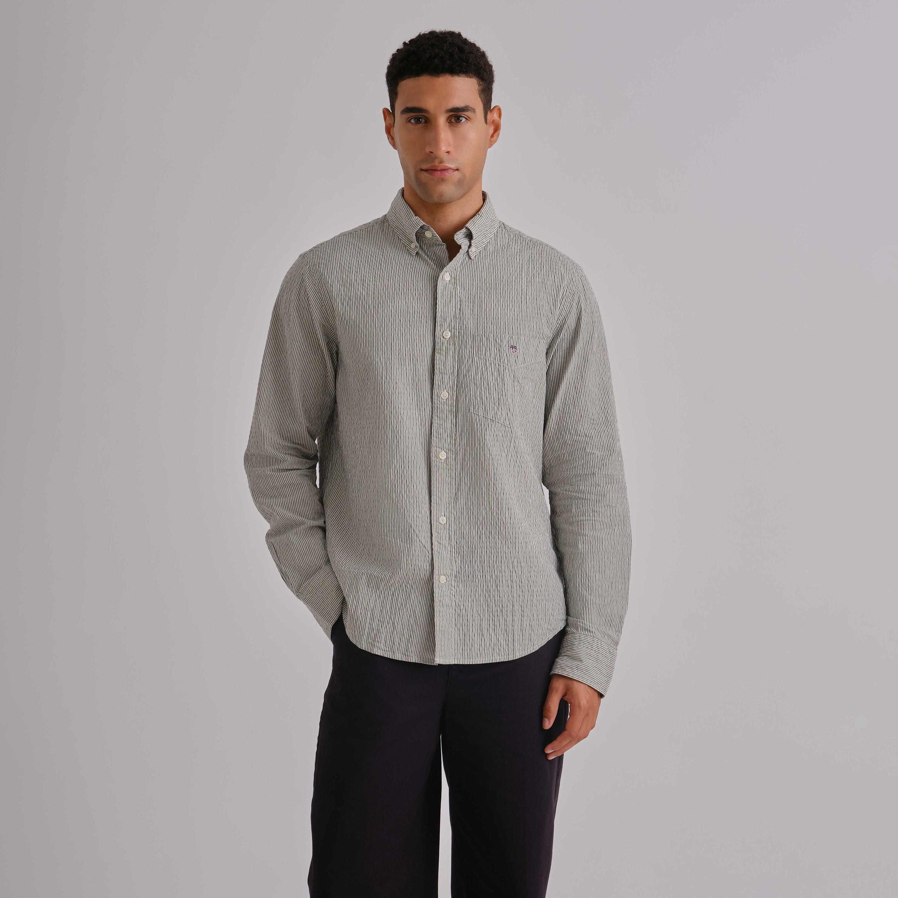 Gant Regular Fit Striped Button-Down Collar Long Sleeves Men's Shirt-men-clothing-shirts-image-1