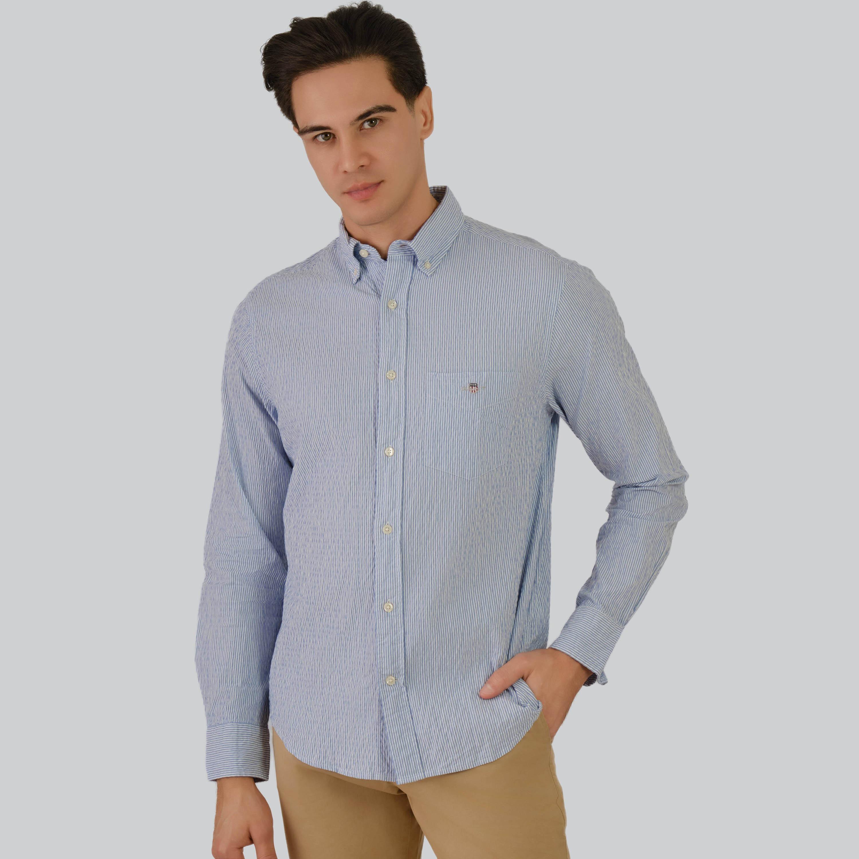 Gant Regular Fit Striped Button-Down Collar Long Sleeves Men's Shirt-men-clothing-shirts-image-6