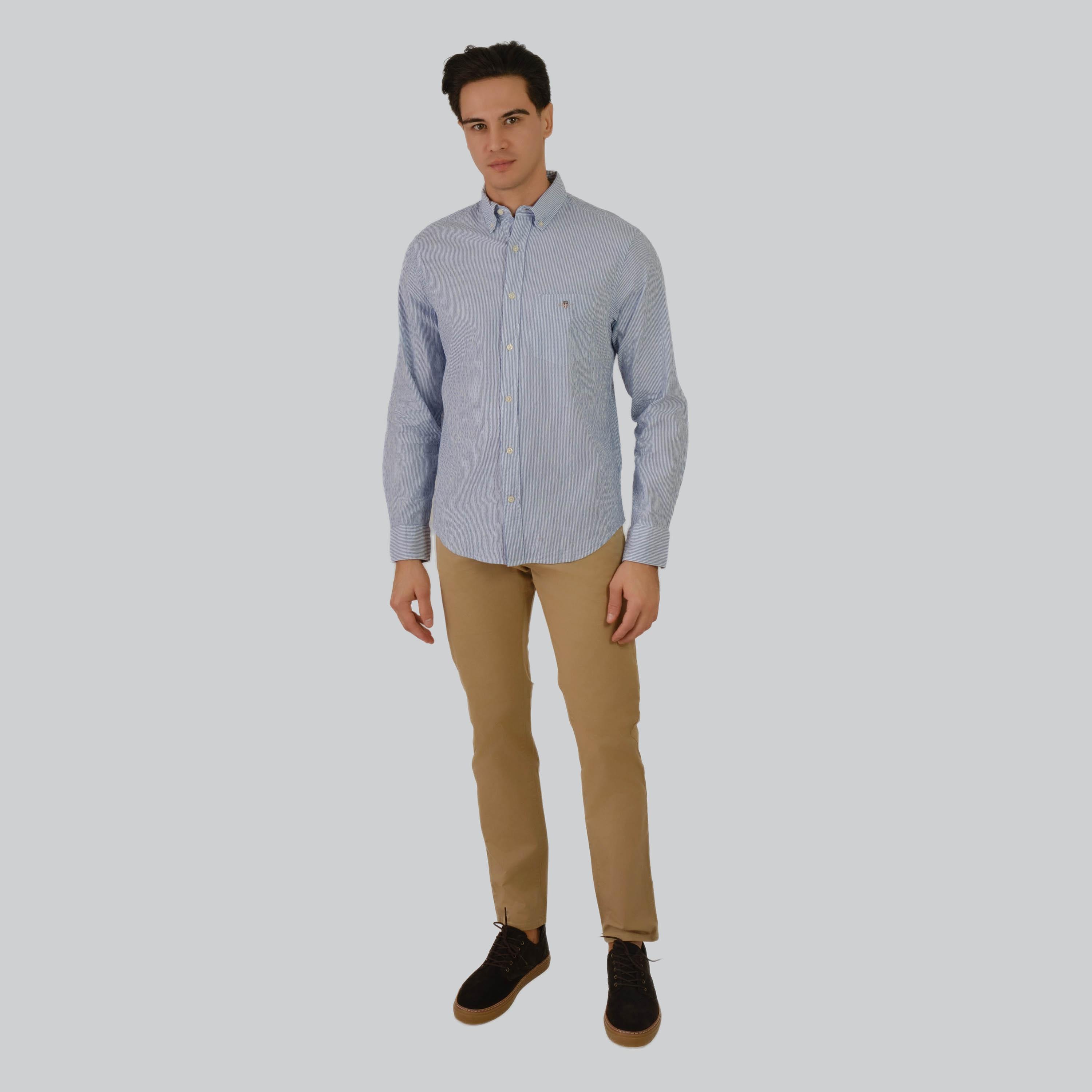 Gant Regular Fit Striped Button-Down Collar Long Sleeves Men's Shirt-men-clothing-shirts-image-7