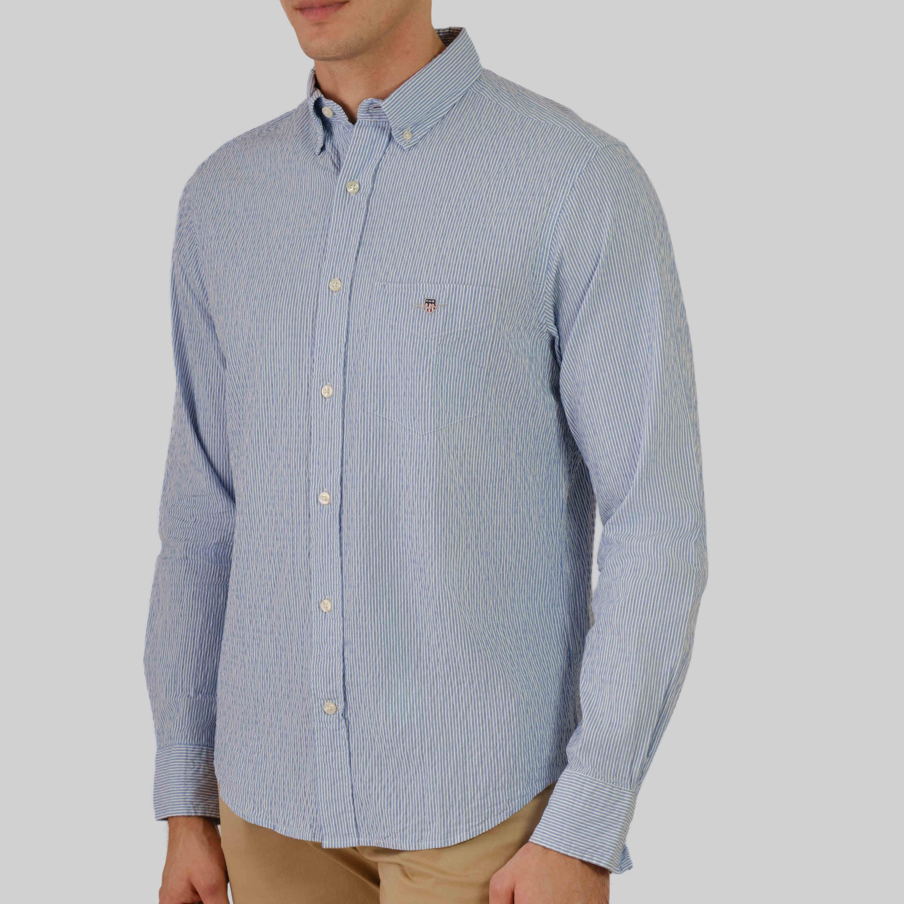 Gant Regular Fit Striped Button-Down Collar Long Sleeves Men's Shirt-men-clothing-shirts-image-9