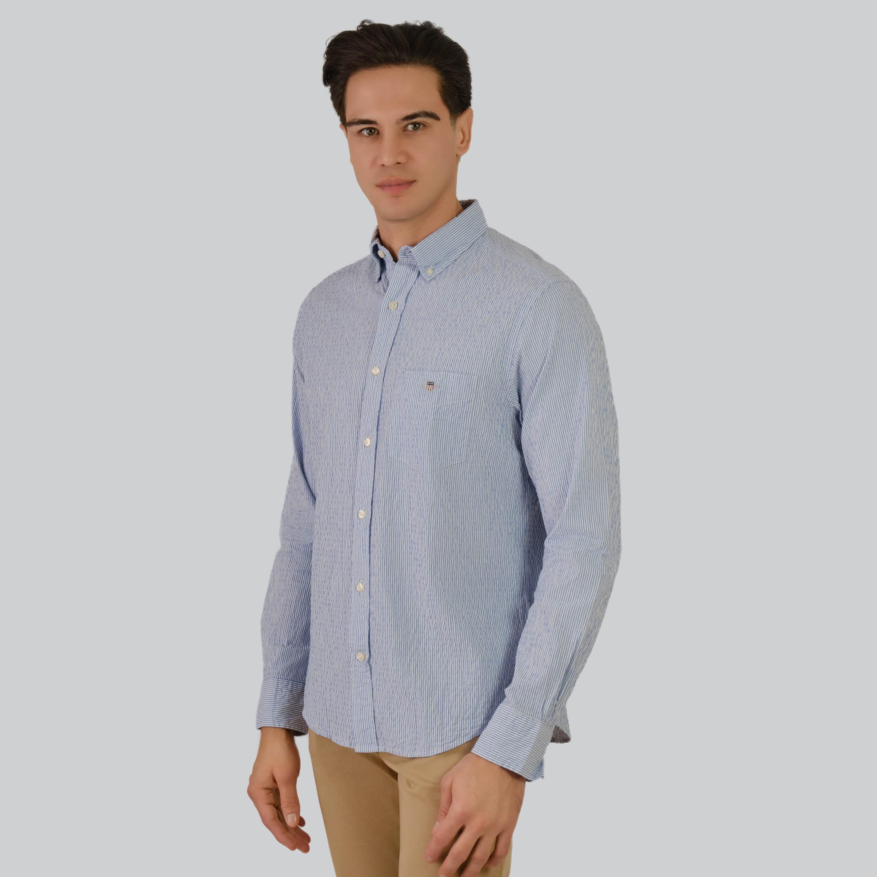 Gant Regular Fit Striped Button-Down Collar Long Sleeves Men's Shirt-men-clothing-shirts-image-10