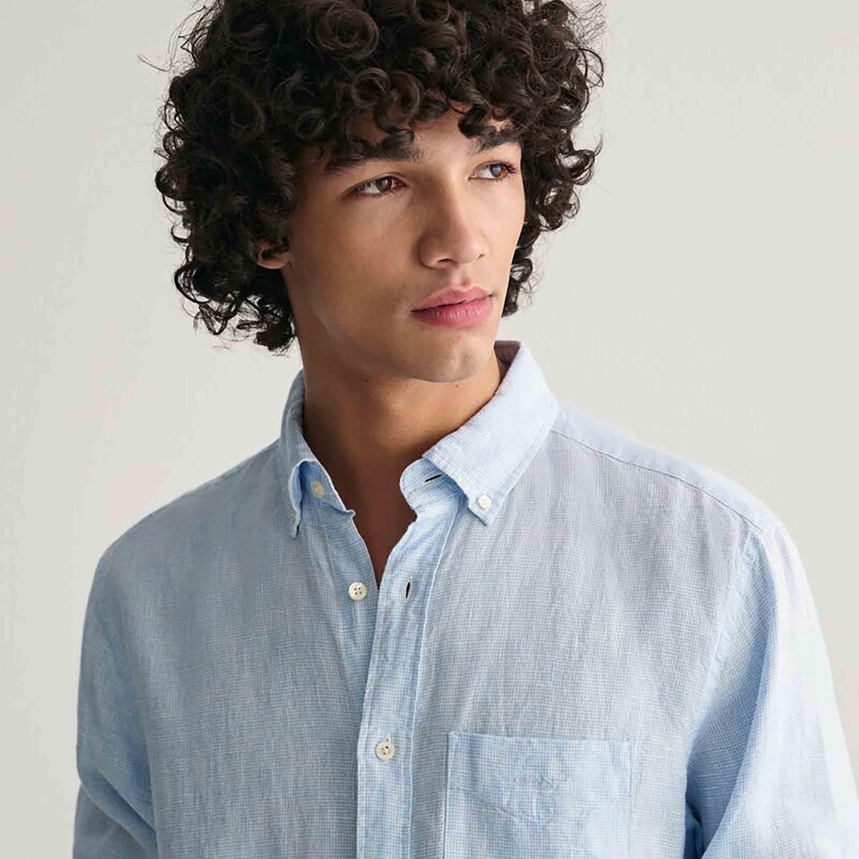 Gant Regular Fit Plain Button-Down Collar Long Sleeves Men's Shirt-men-clothing-shirts-image-7