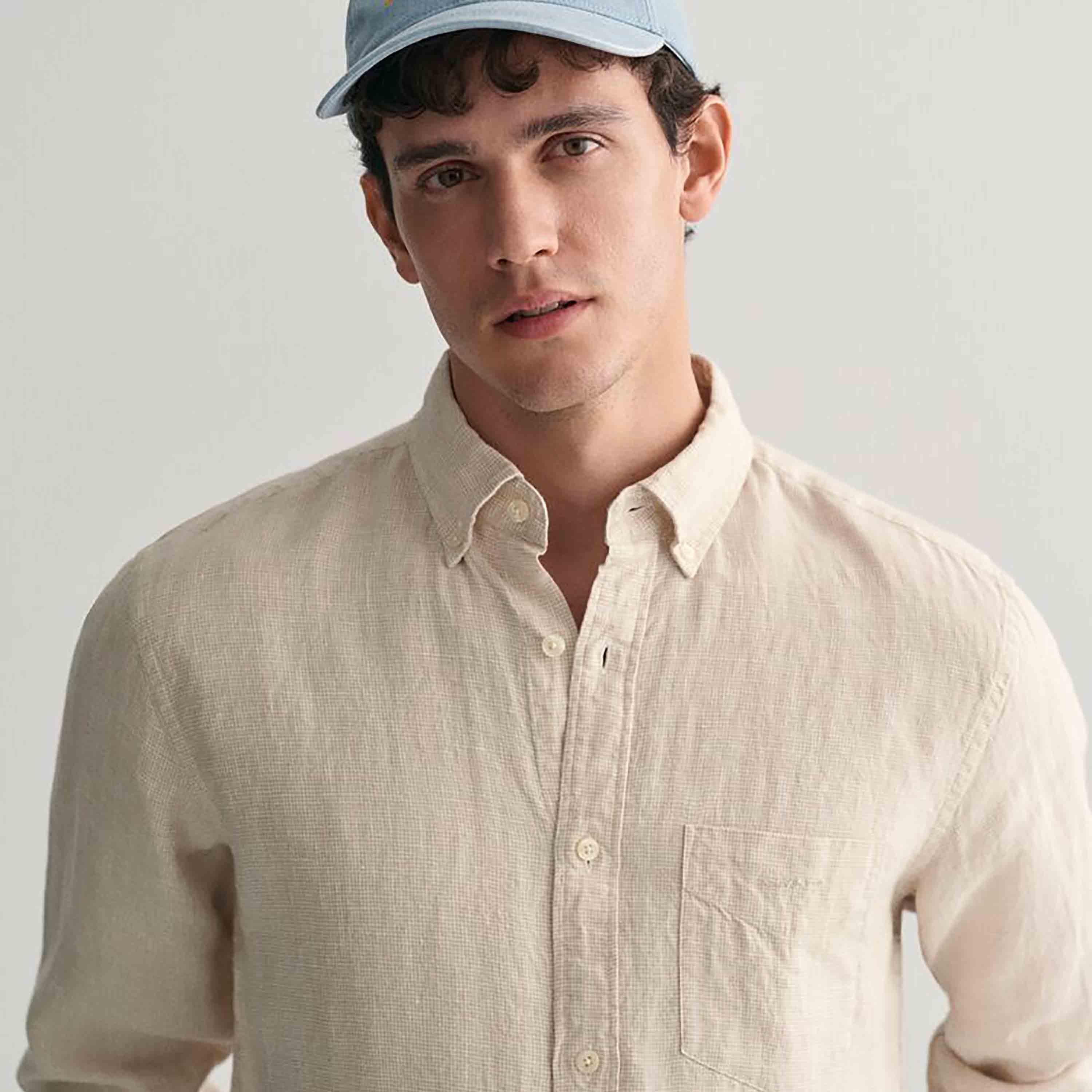 Gant Regular Fit Plain Button-Down Collar Long Sleeves Men's Shirt-men-clothing-shirts-image-2