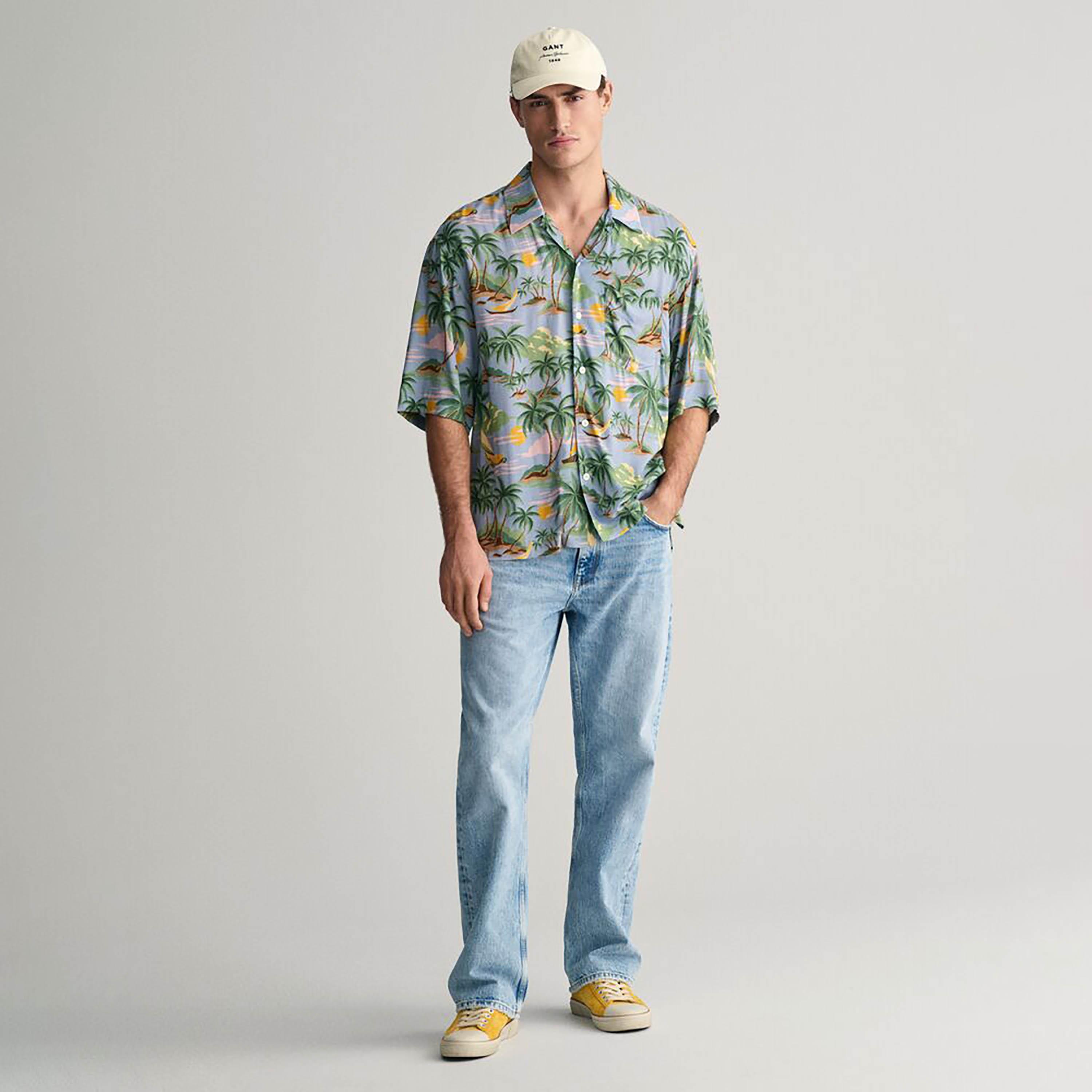 Gant Relaxed Fit Printed Collared Short Sleeves Men's Shirt-men-clothing-shirts-image-3