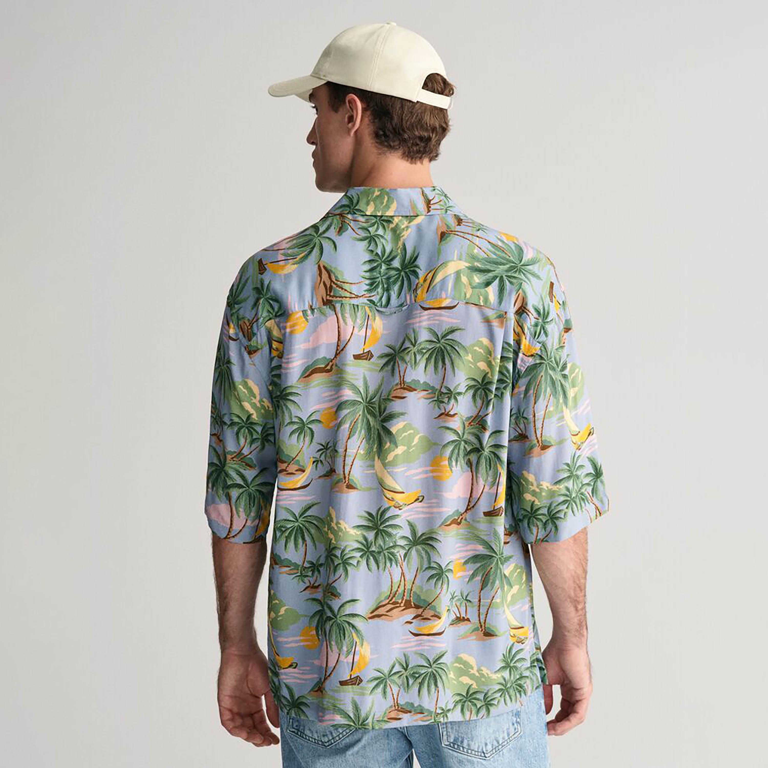 Gant Relaxed Fit Printed Collared Short Sleeves Men's Shirt-men-clothing-shirts-image-4
