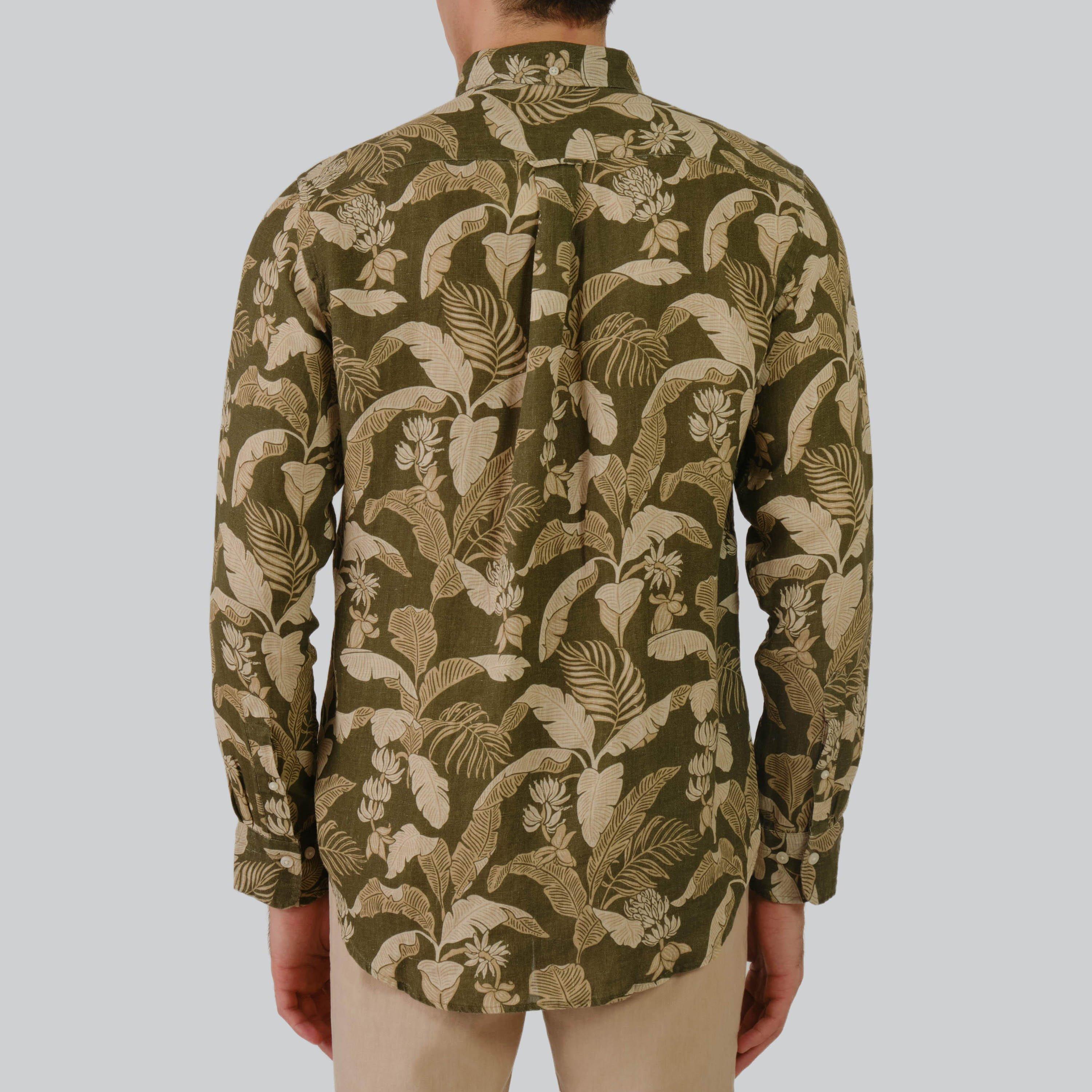 Gant Floral Regular Fit Long Sleeves Linen Button-Down Collar Men's Shirt-men-clothing-shirts-image-3