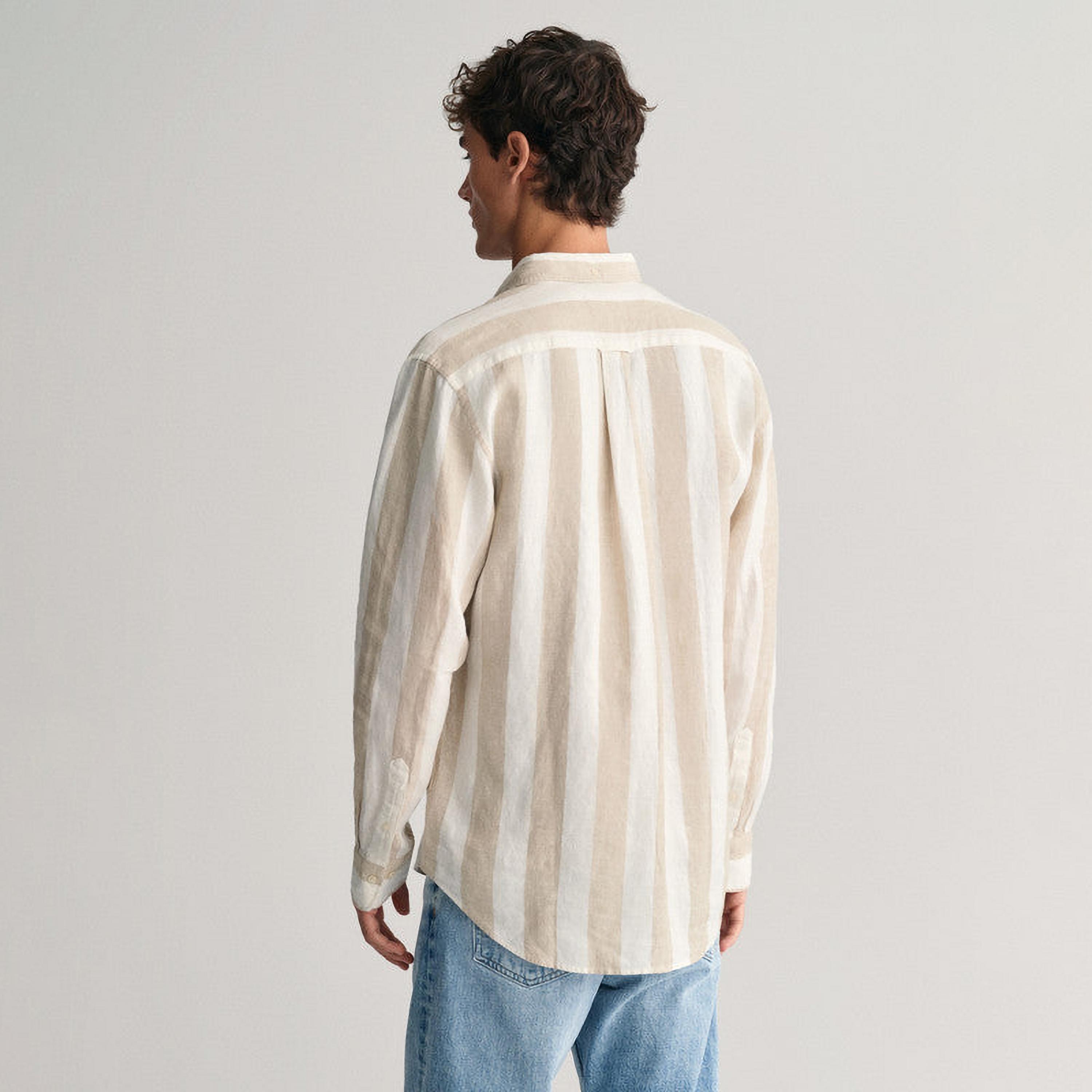 قميص غانت ذو قصة عادية وأكمام طويلة وياقة بأزرار سفلية-men-clothing-shirts-image-3