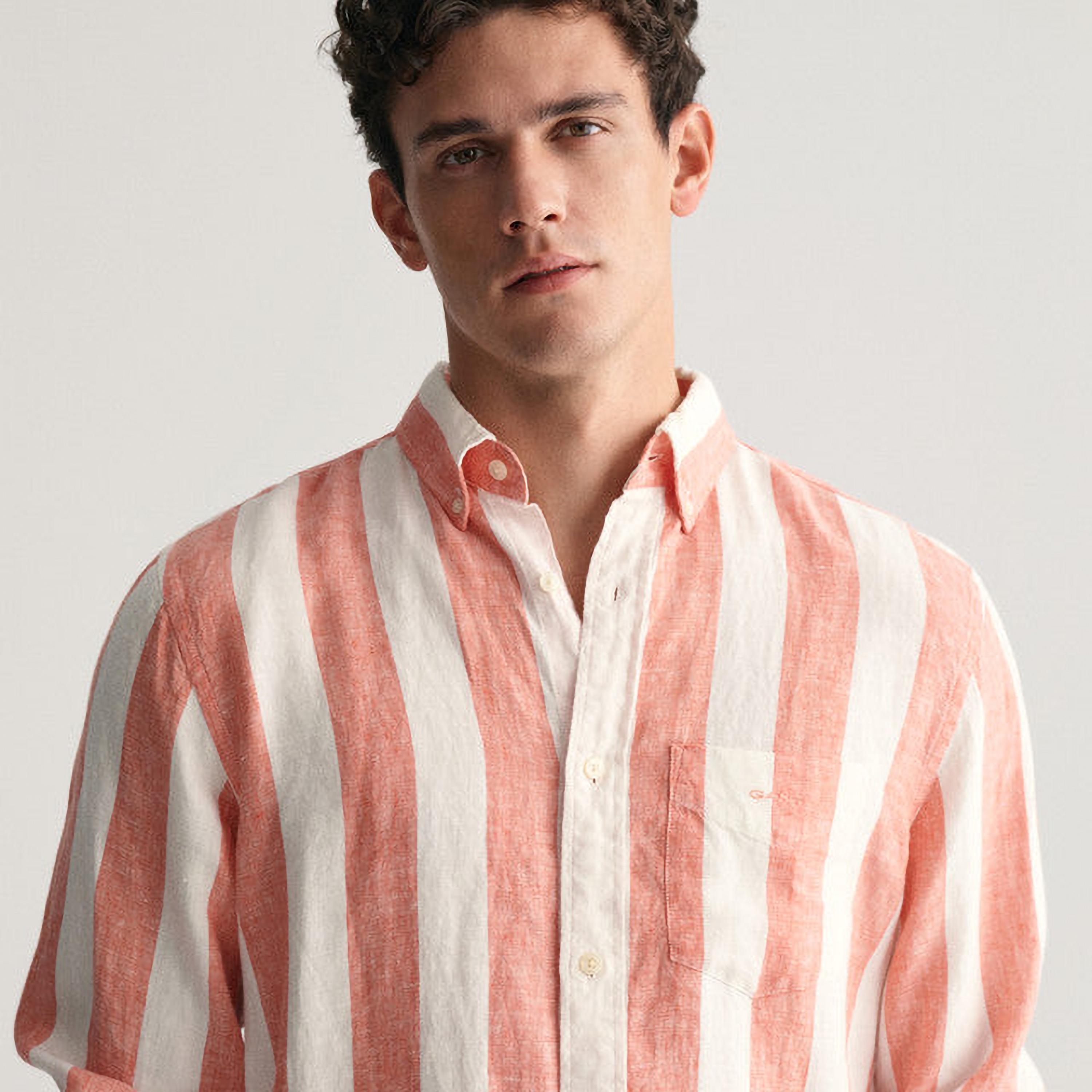 قميص غانت ذو قصة عادية وأكمام طويلة وياقة بأزرار سفلية-men-clothing-shirts-image-6