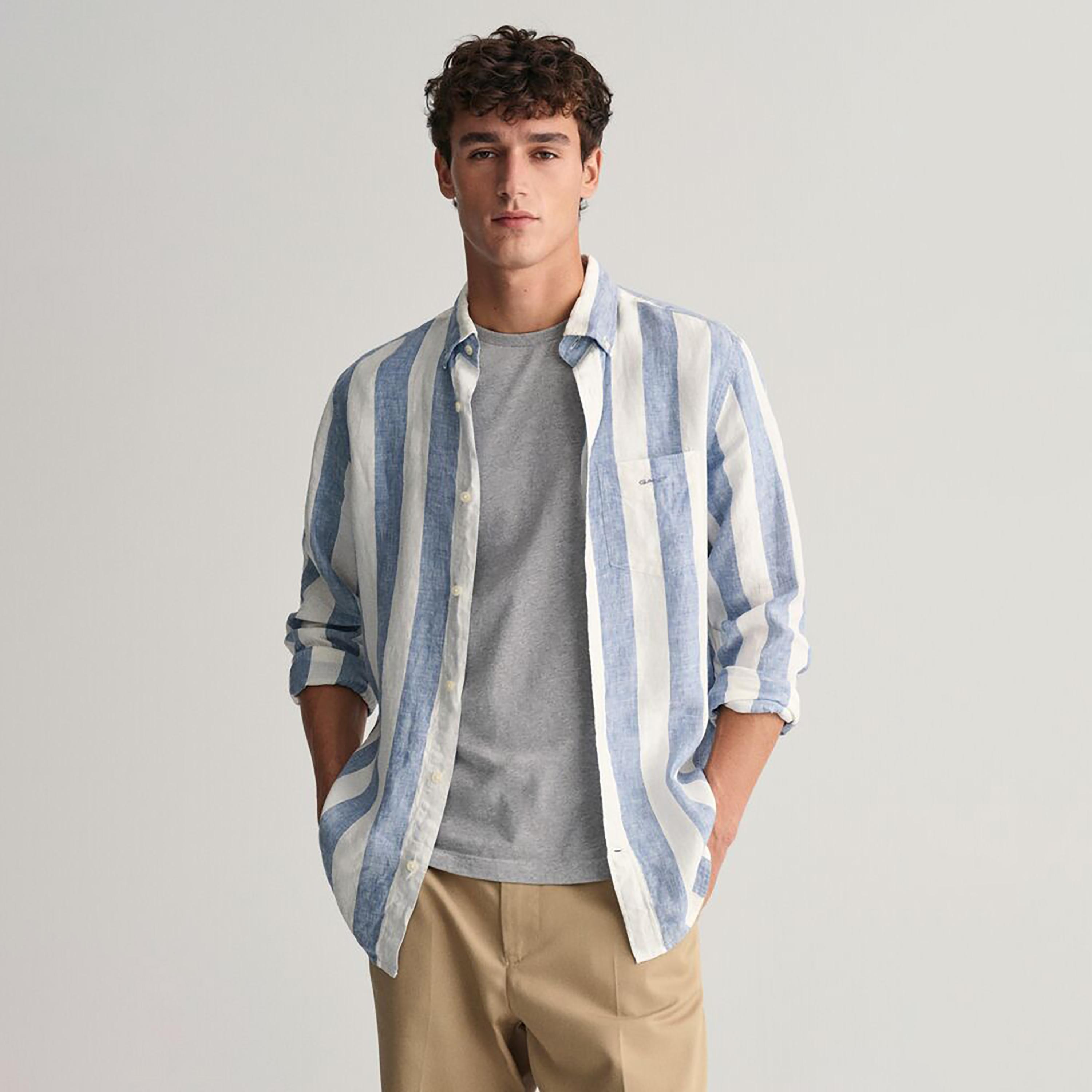 Gant Bold Striped Button Down Collar Long Sleeves Shirt-men-clothing-shirts-image-1