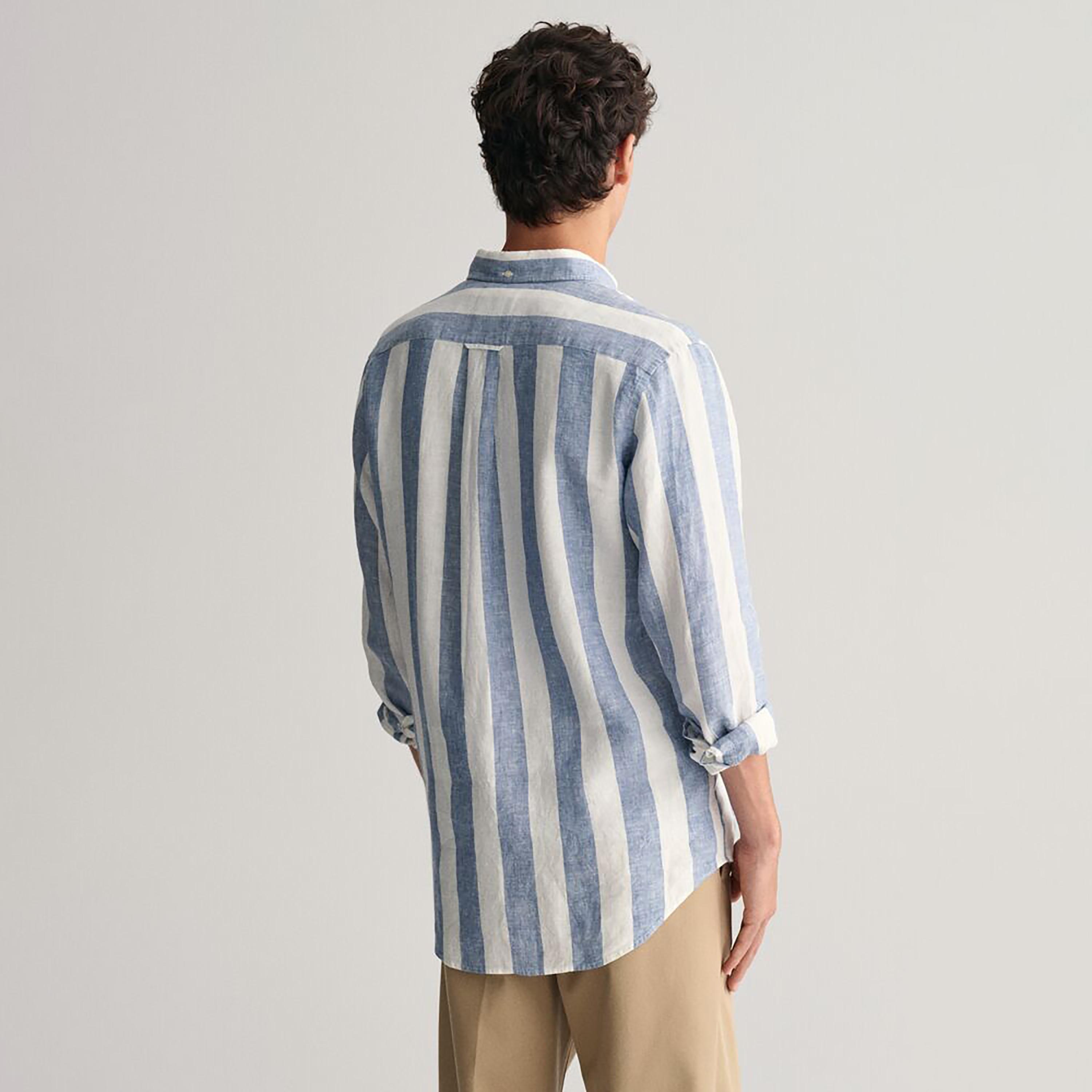 قميص غانت مخطط بأزرار سفلية وأكمام طويلة-men-clothing-shirts-image-4