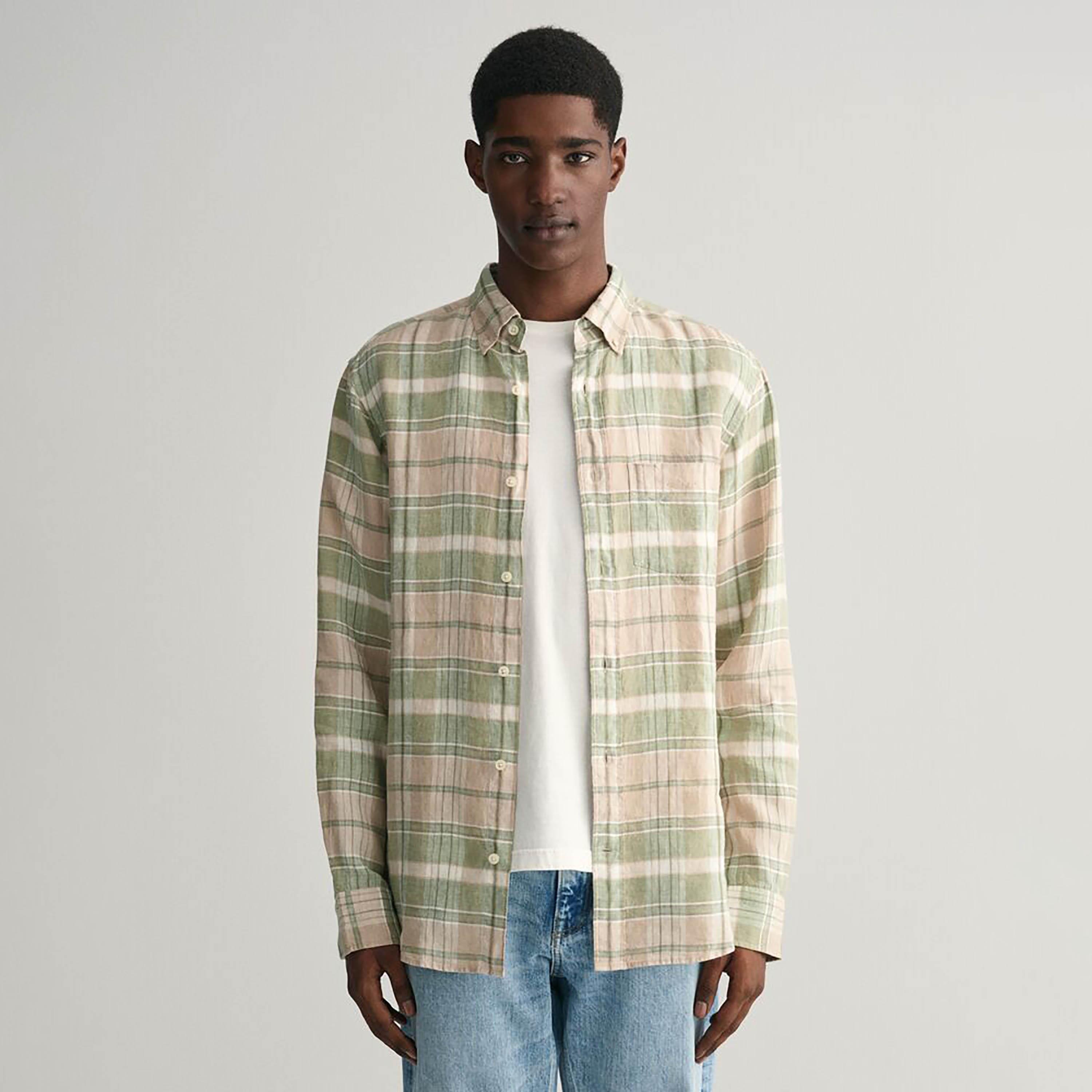 قميص رجالي بأكمام طويلة وياقة مربعة ومقاس عادي من Gant-men-clothing-shirts-image-6