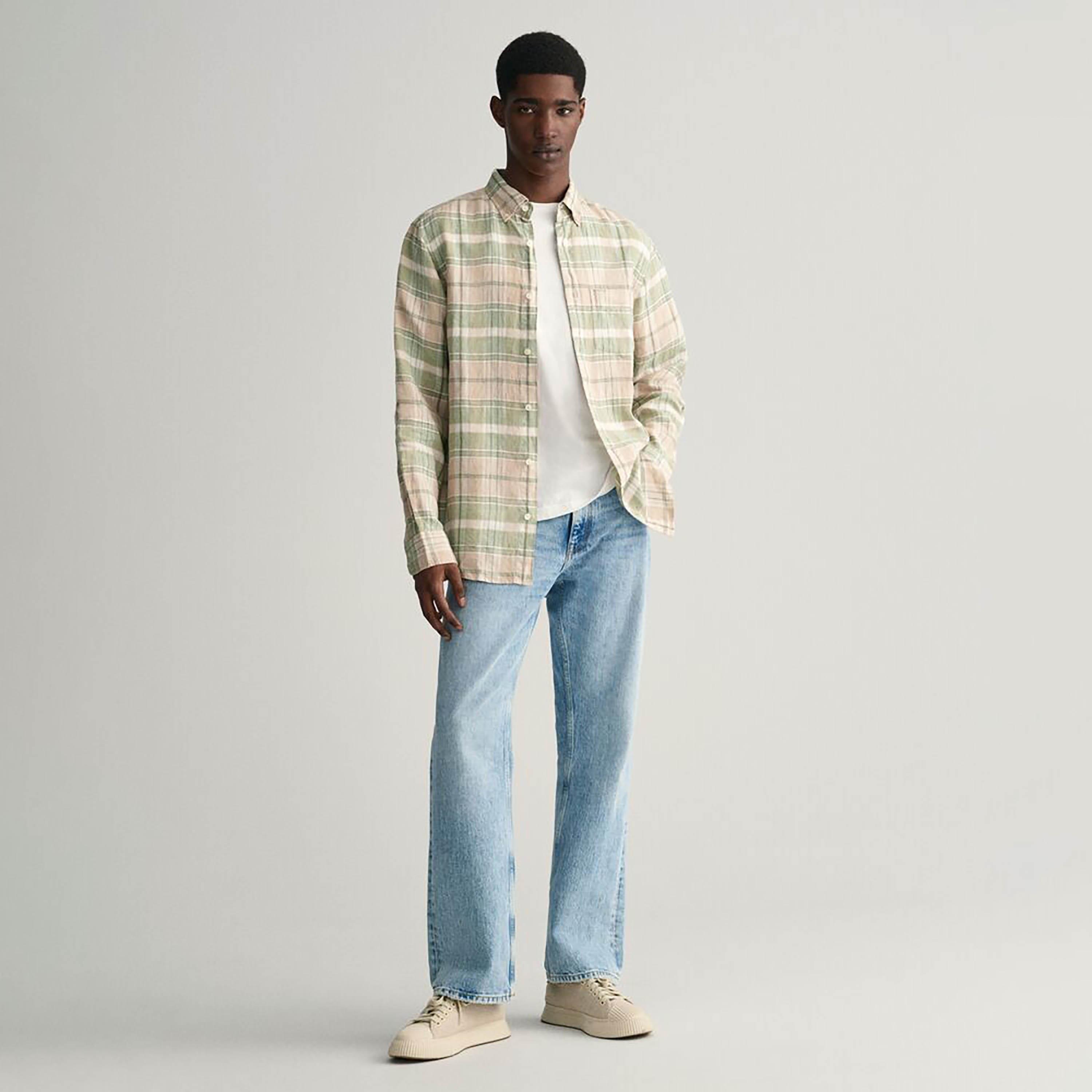 قميص رجالي بأكمام طويلة وياقة مربعة ومقاس عادي من Gant-men-clothing-shirts-image-8