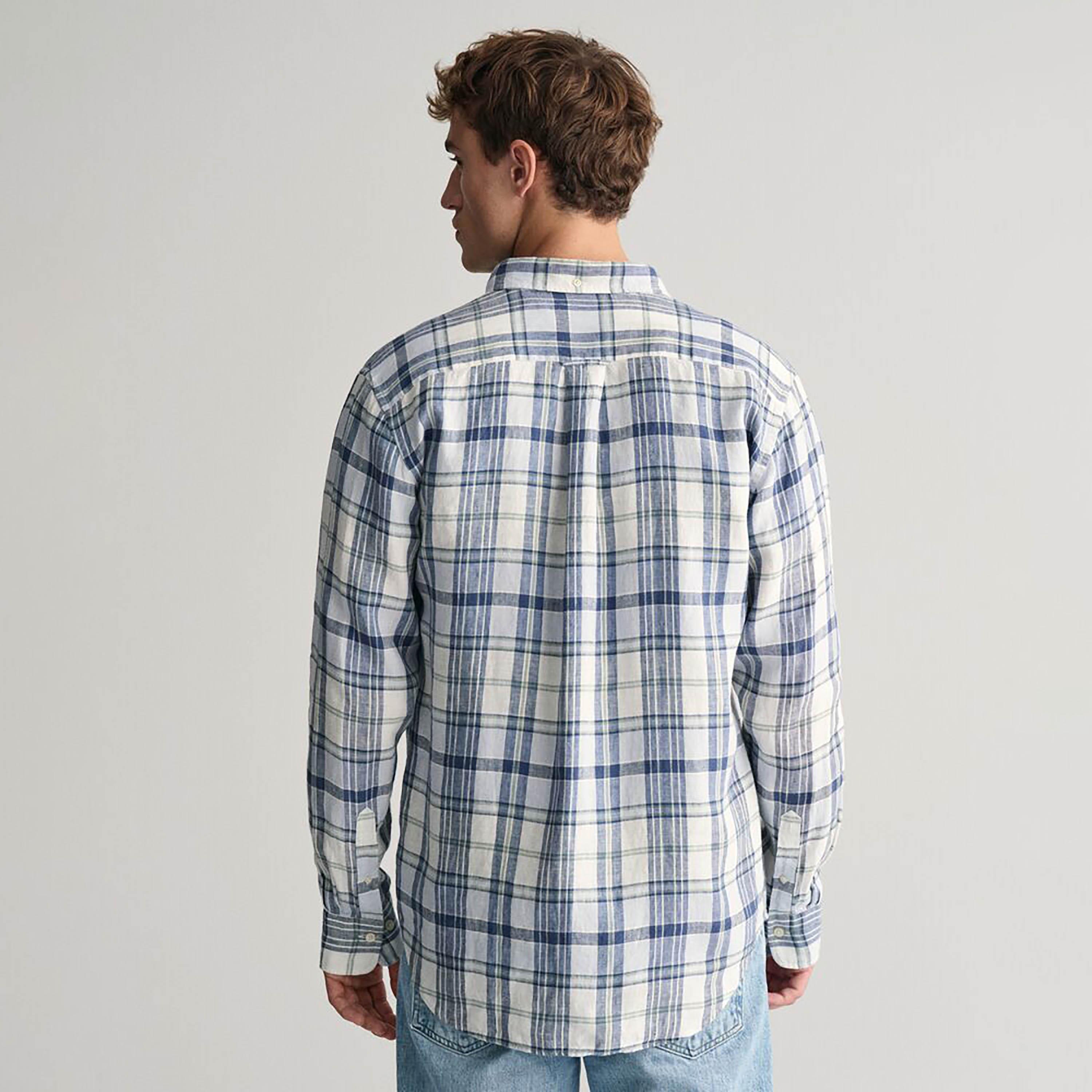 Gant Regular Fit Checked Button-Down Collar Long Sleeves Men's Shirt-men-clothing-shirts-image-3