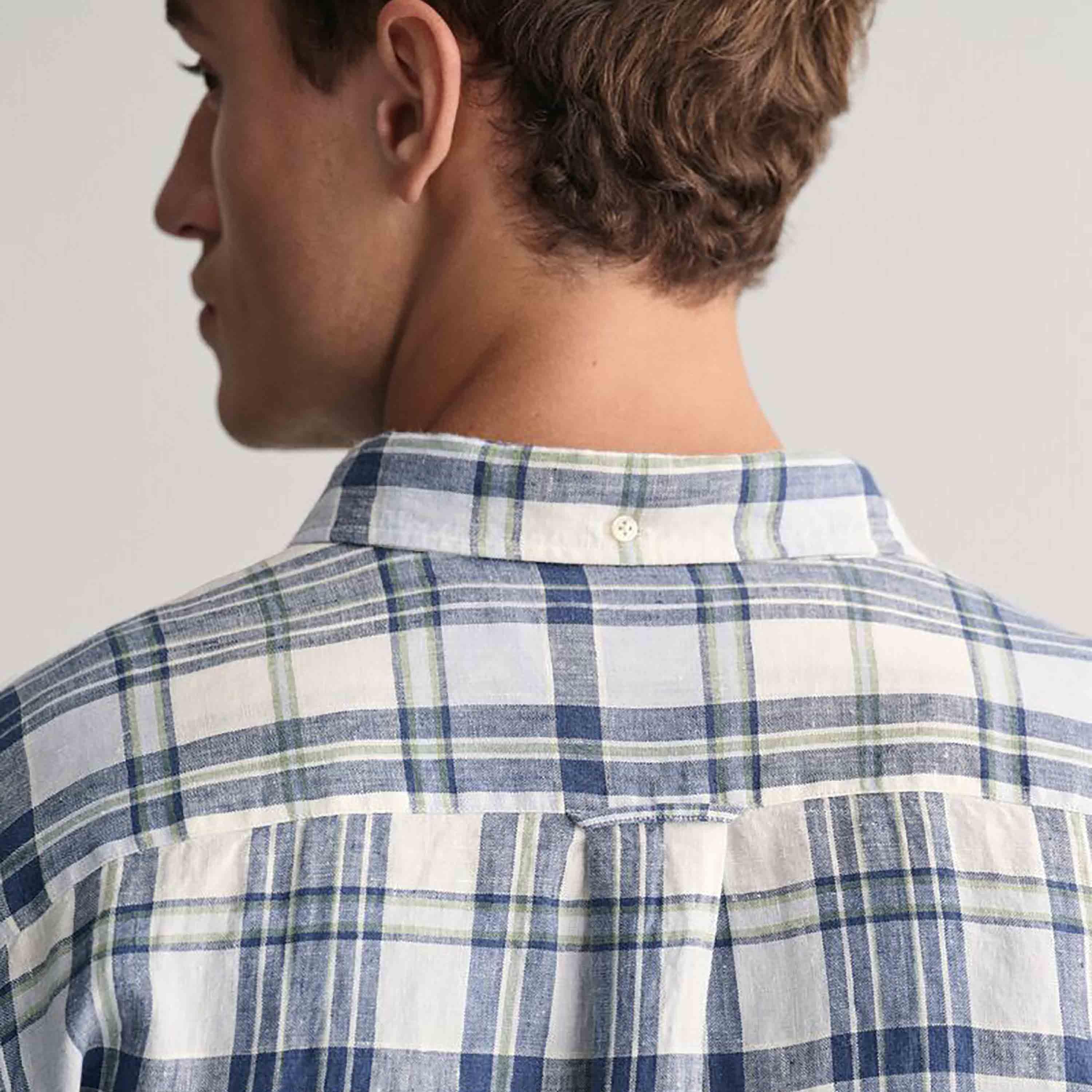 Gant Regular Fit Checked Button-Down Collar Long Sleeves Men's Shirt-men-clothing-shirts-image-4