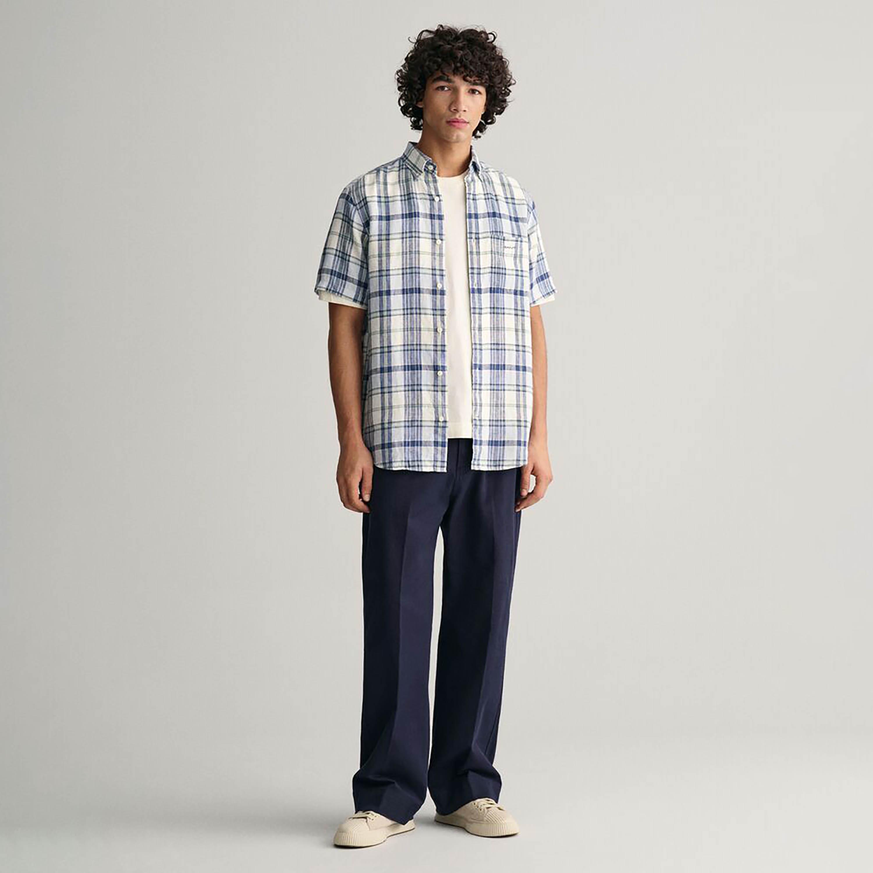 Gant Regular Fit Checked Button-Down Collar Short Sleeves Men's Shirt-men-clothing-shirts-image-2