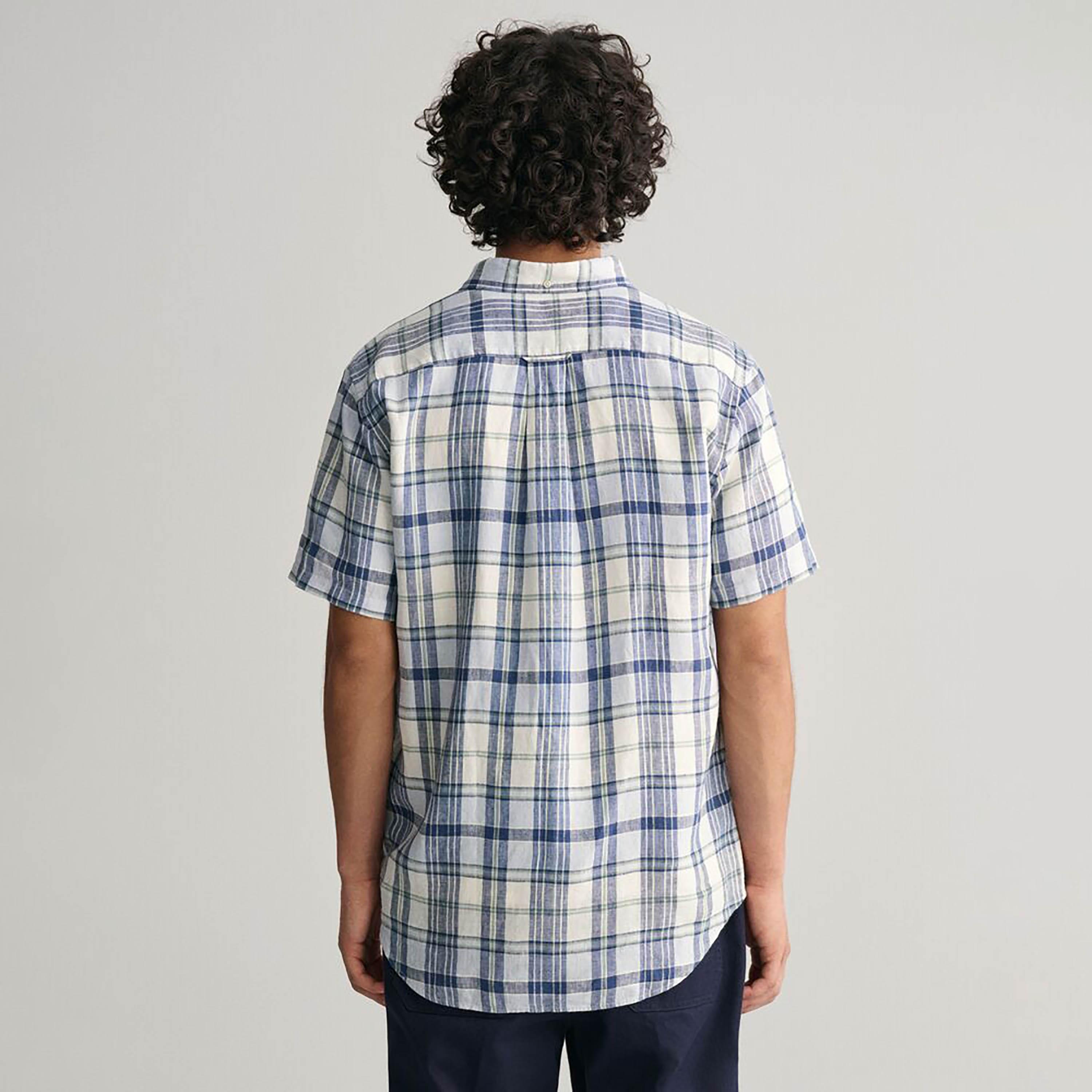 Gant Regular Fit Checked Button-Down Collar Short Sleeves Men's Shirt-men-clothing-shirts-image-3